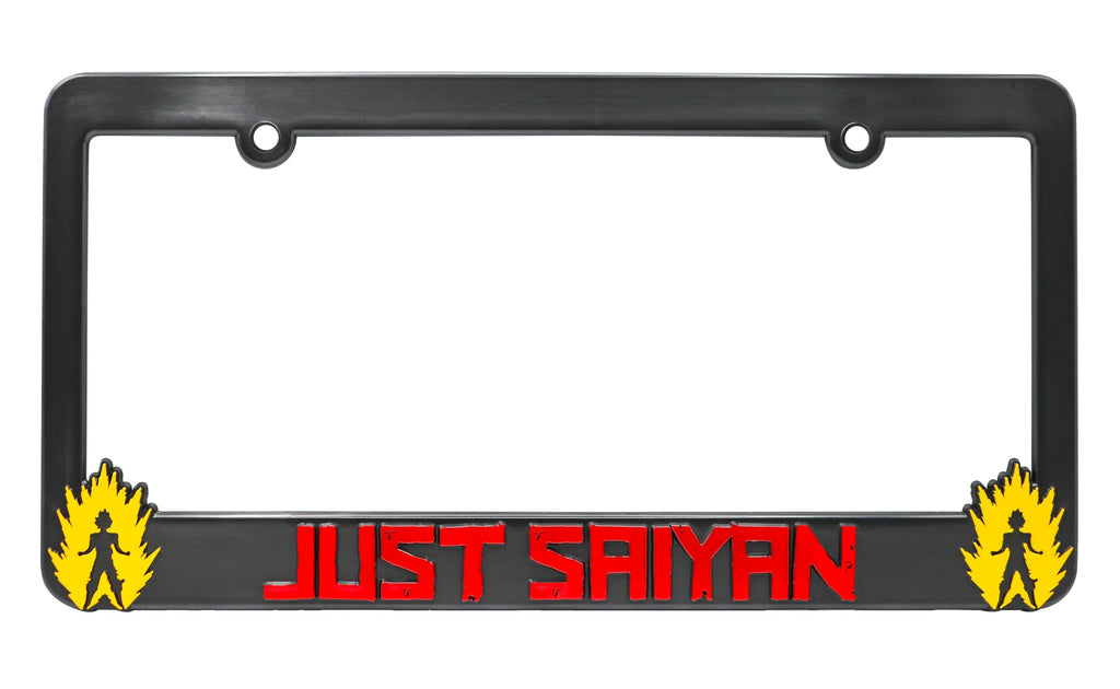 LP Frameworks Just Saiyan V2 3D Raised License Plate Frame | 1 Pack Car License Plate Cover | Universal US Car Black License Plate Holder | Auto Accessories (Car, Truck and SUV)