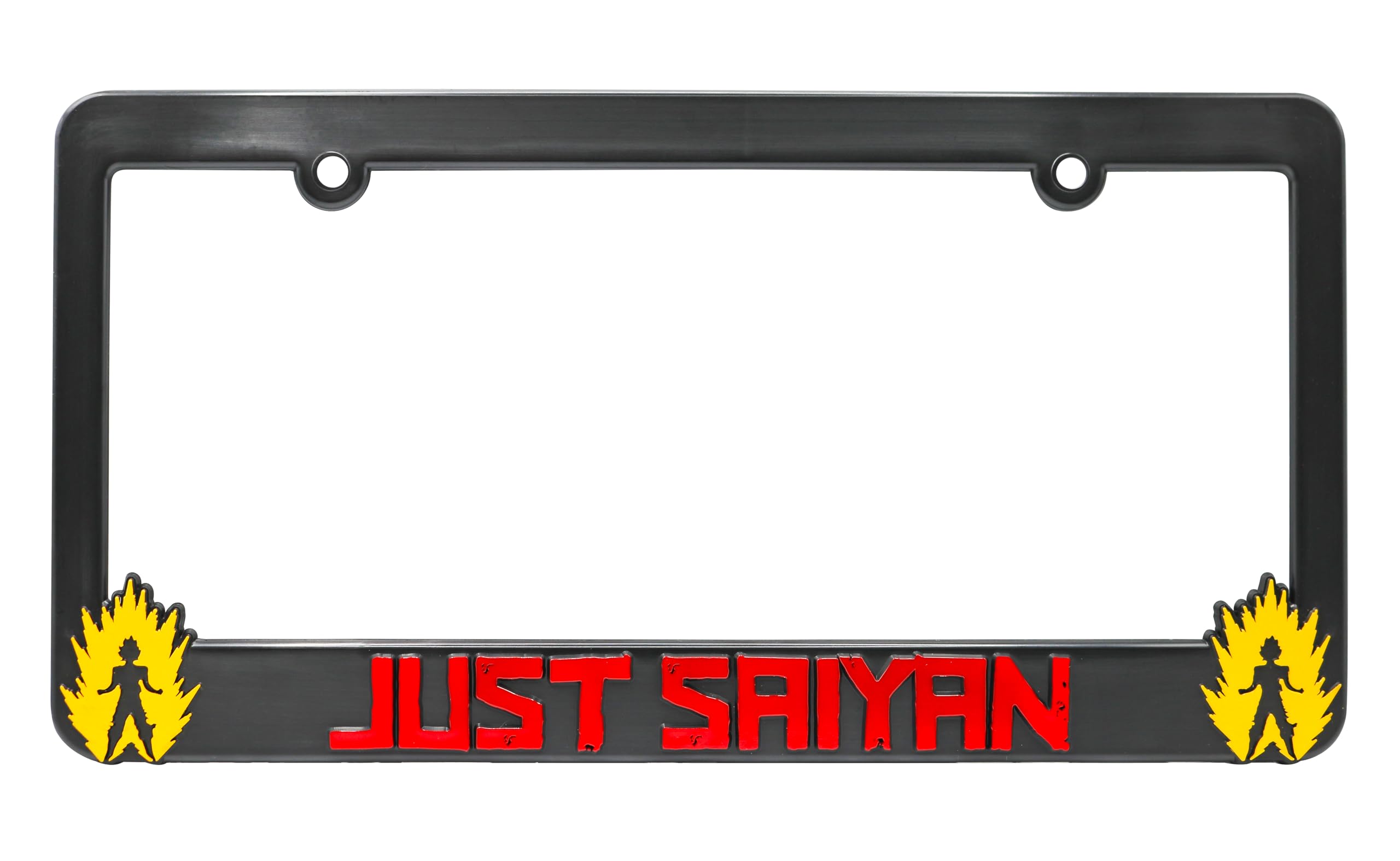 LP Frameworks Just Saiyan V2 3D Raised License Plate Frame | 1 Pack Car License Plate Cover | Universal US Car Black License Plate Holder | Auto Accessories (Car, Truck and SUV)