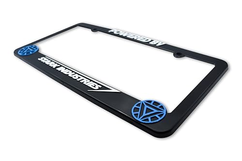 LP Frameworks Powered by Stark Industry V2 3D Raised License Plate Frame | 1 Pack Car License Plate Cover | Universal US Car Black License Plate Holder | Auto Accessories (Car, Truck and SUV)