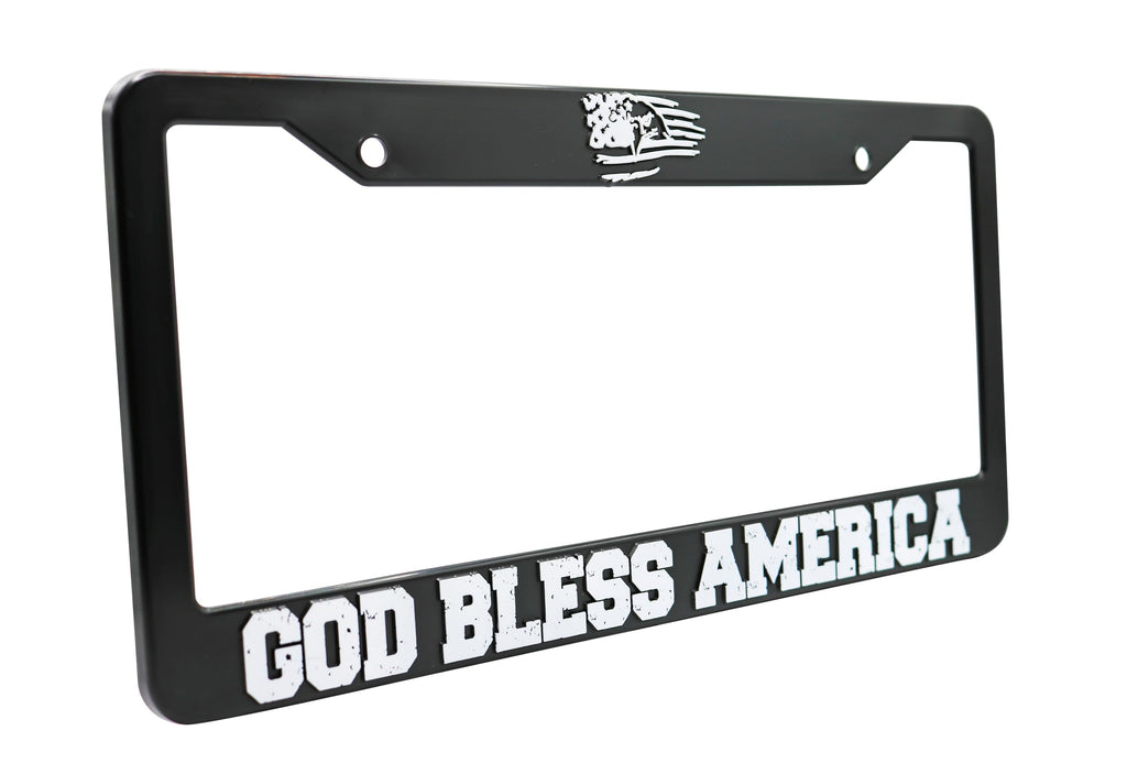 LP Frameworks God Bless America for USA 3D Raised License Plate Frame | 1 Pack Car US License Plate Cover | Universal US Black License Plate Holder | Auto Accessories (Car, Truck and SUV)