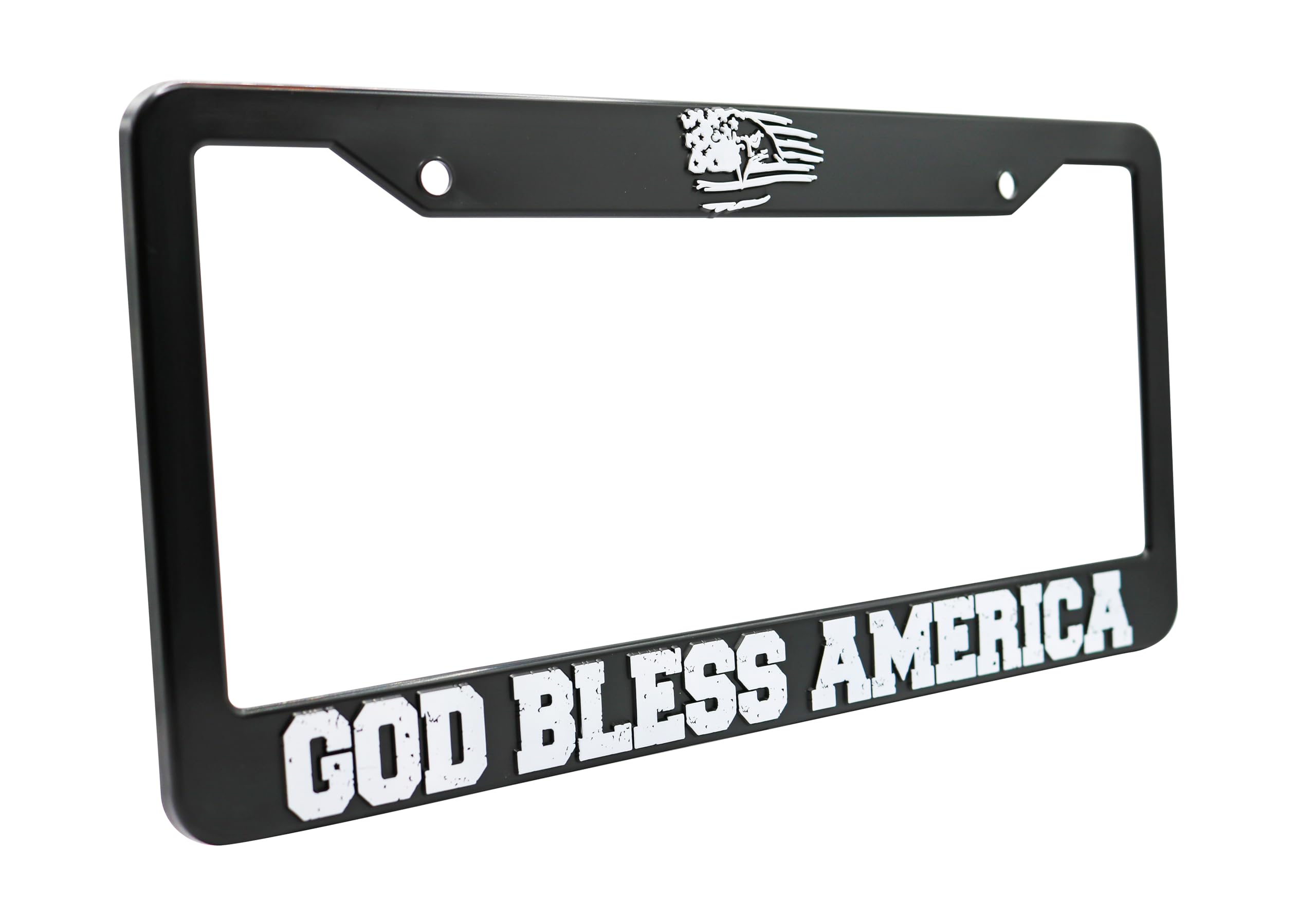 LP Frameworks God Bless America for USA 3D Raised License Plate Frame | 1 Pack Car US License Plate Cover | Universal US Black License Plate Holder | Auto Accessories (Car, Truck and SUV)