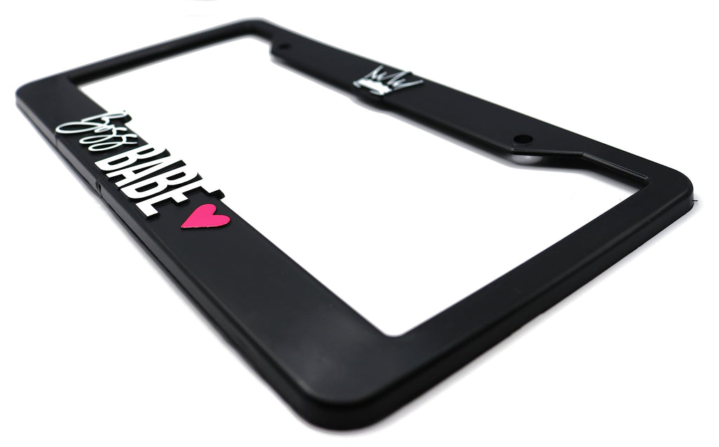 LP Frameworks Boss Babe 3D Raised License Plate Frame | 1 Pack Car License Plate Cover | Universal US Car Black License Plate Holder | Auto Accessories (Car, Truck and SUV)
