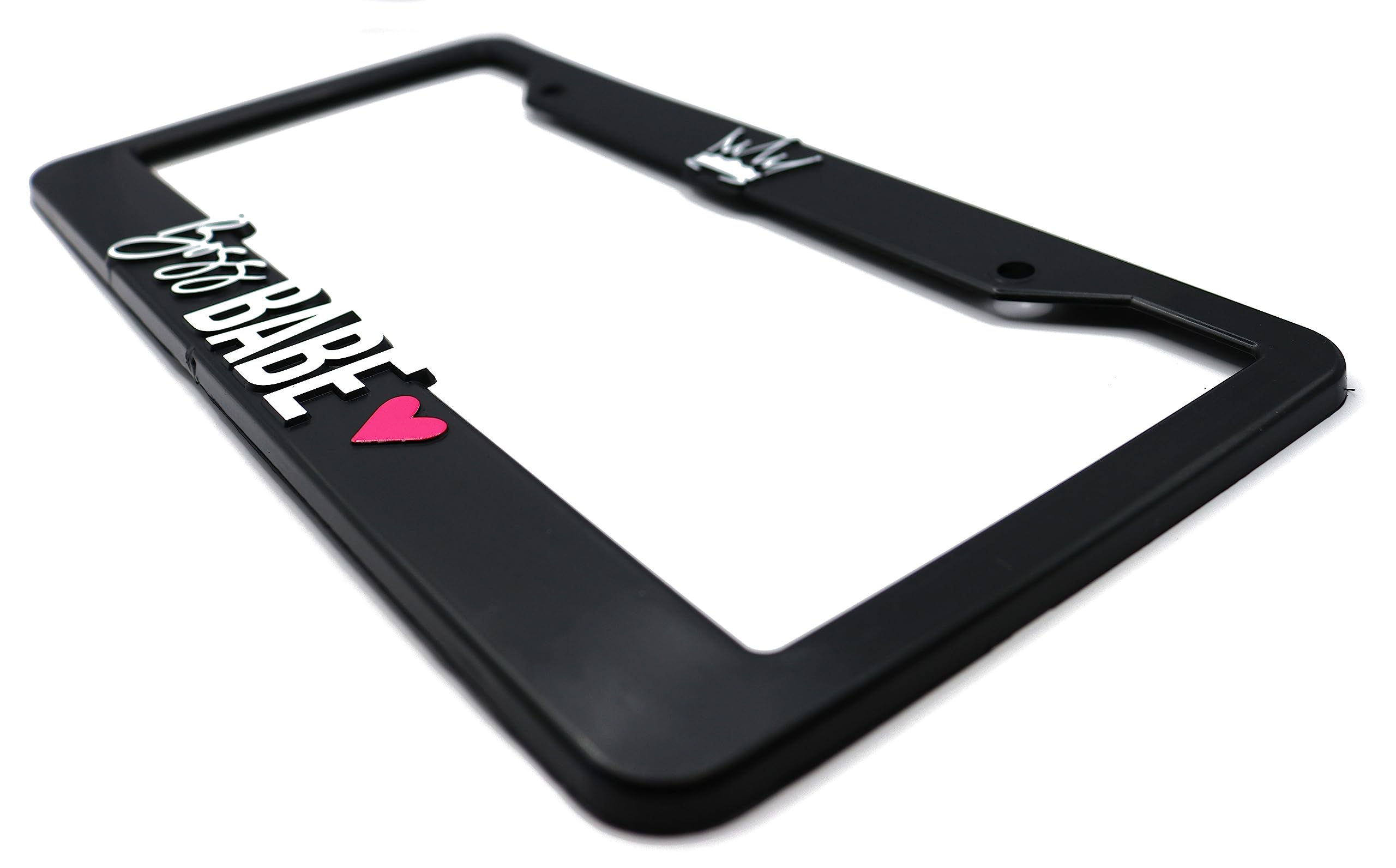 LP Frameworks Boss Babe 3D Raised License Plate Frame | 1 Pack Car License Plate Cover | Universal US Car Black License Plate Holder | Auto Accessories (Car, Truck and SUV)