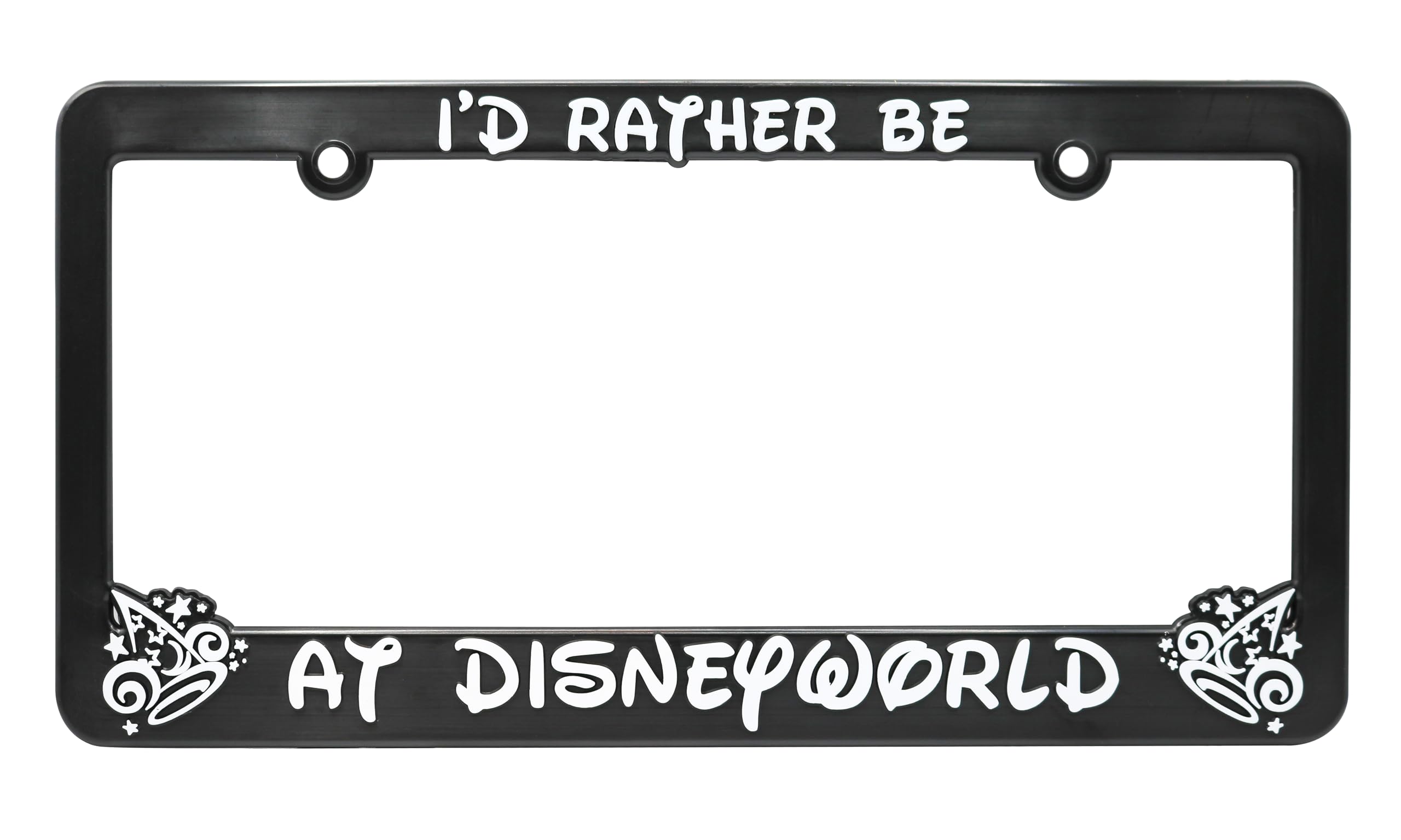 LP Frameworks Rather Be at Disneyworld 3D Raised License Plate Frame | 1 Pack Car License Plate Cover | Universal US Black License Plate Holder | Auto Accessories (Car, Truck and SUV)
