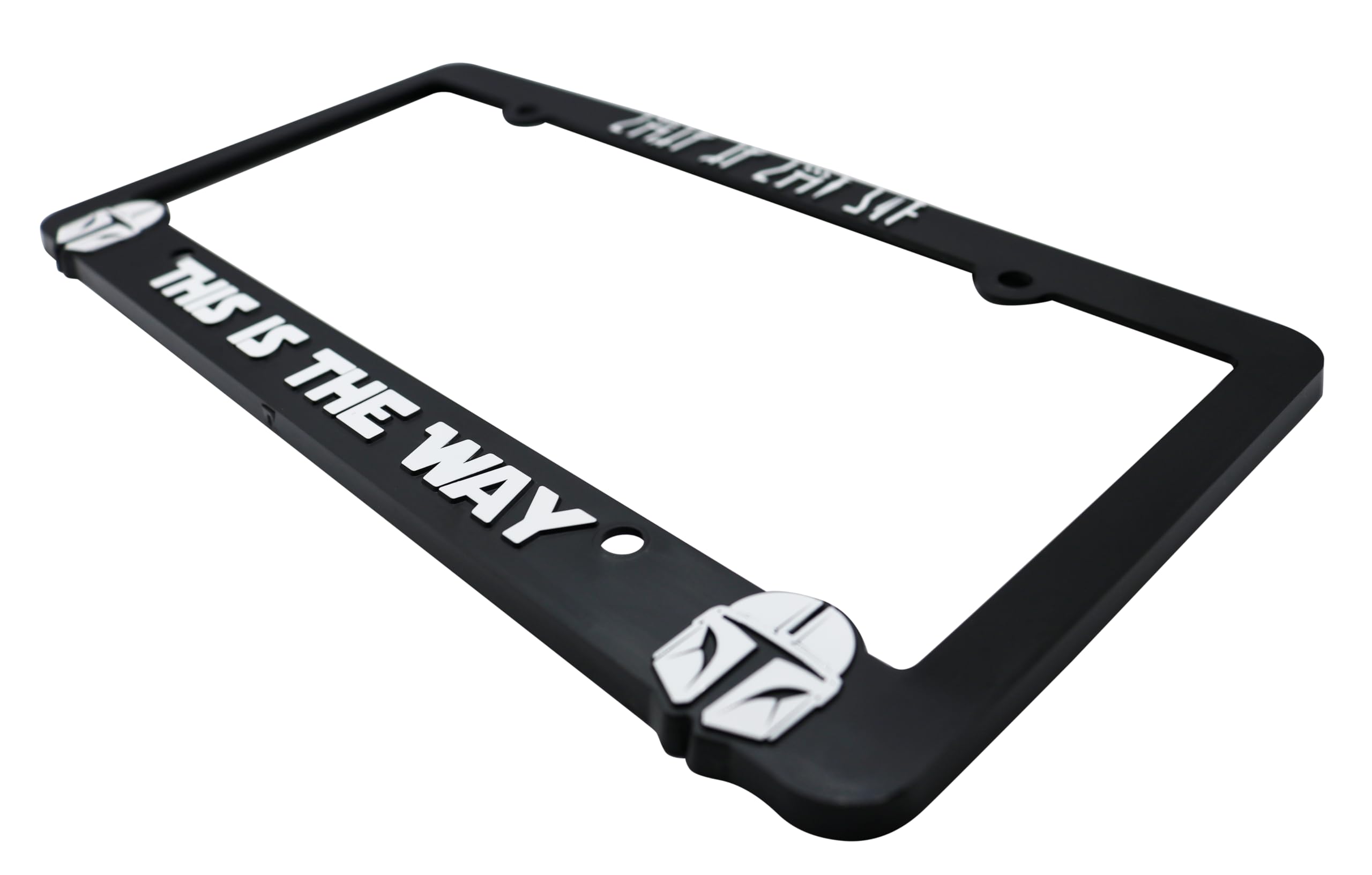 LP Frameworks This The Way for Mandalorian Fans 3D Raised License Plate Frame | 1 Pack Car License Plate Cover | Universal US Black License Plate Holder | Auto Accessories (Car, Truck and SUV)