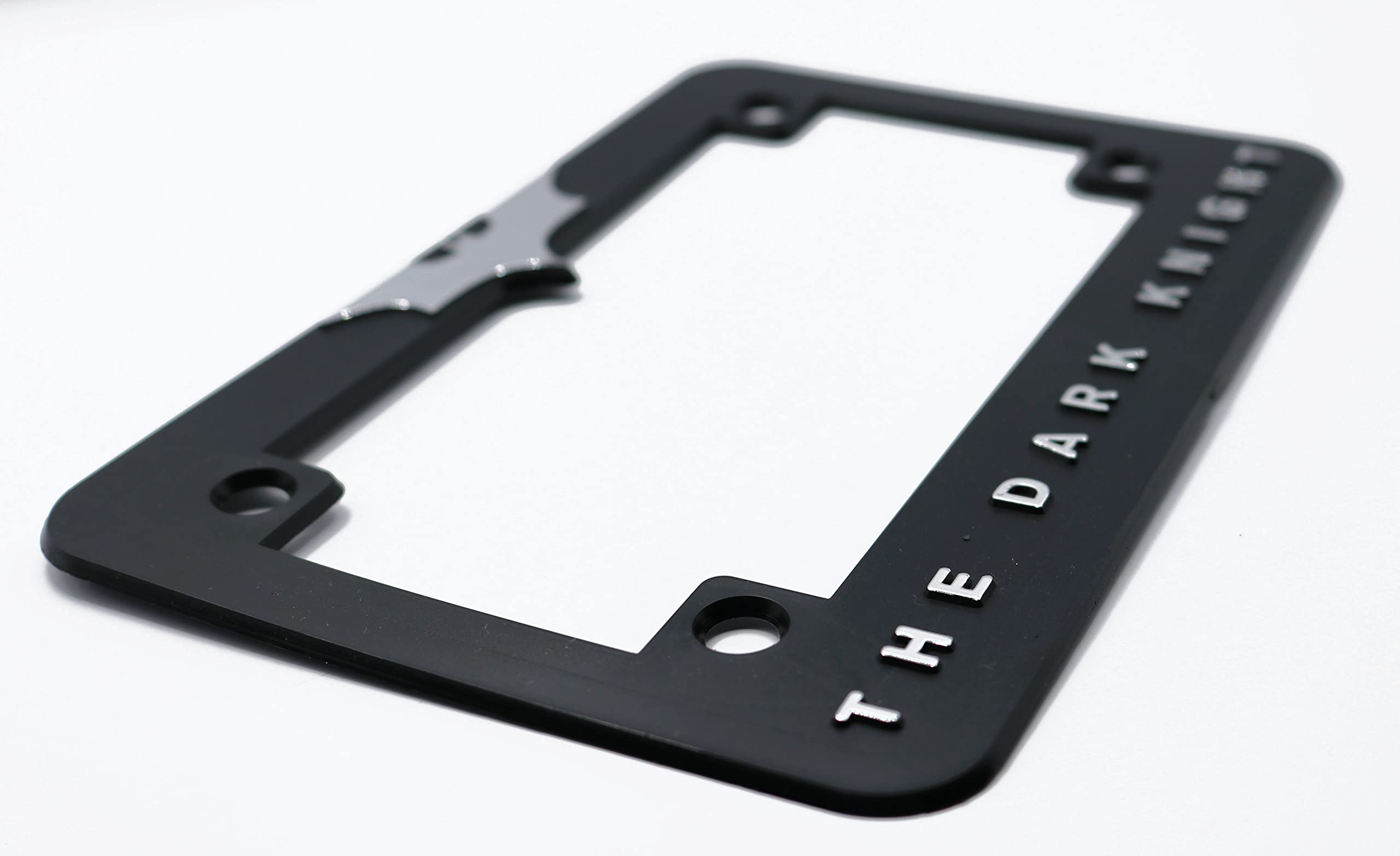 LP Frameworks Dark Knight V2 3D Raised License Plate Frame | 1 Pack Car License Plate Cover | Universal US Black License Plate Holder | Auto Accessories (Car, Truck and SUV) (Chrome)