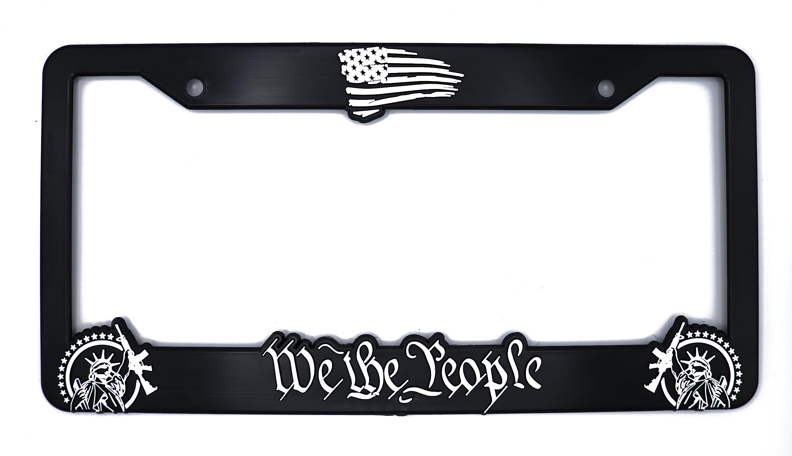 LP Frameworks We The People for America 3D Raised License Plate Frame | 1 Pack Car License Plate Cover | Universal US Car Black License Plate Holder | Auto Accessories