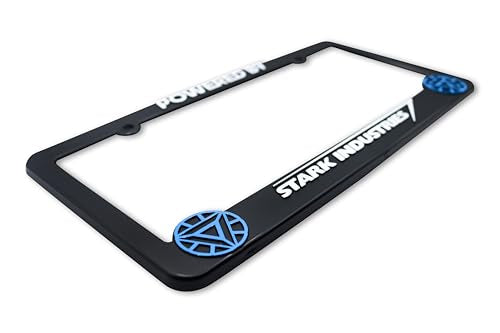 LP Frameworks Powered by Stark Industry V2 3D Raised License Plate Frame | 1 Pack Car License Plate Cover | Universal US Car Black License Plate Holder | Auto Accessories (Car, Truck and SUV)