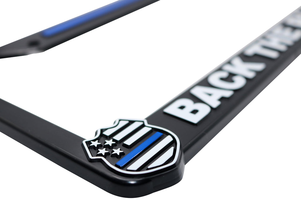 LP Frameworks Back The Blue for Police Support 3D Raised License Plate Frame | 1 Pack USA Car License Plate Cover | Universal US Car License Plate Holder | Auto Accessories (Car, Truck and SUV)