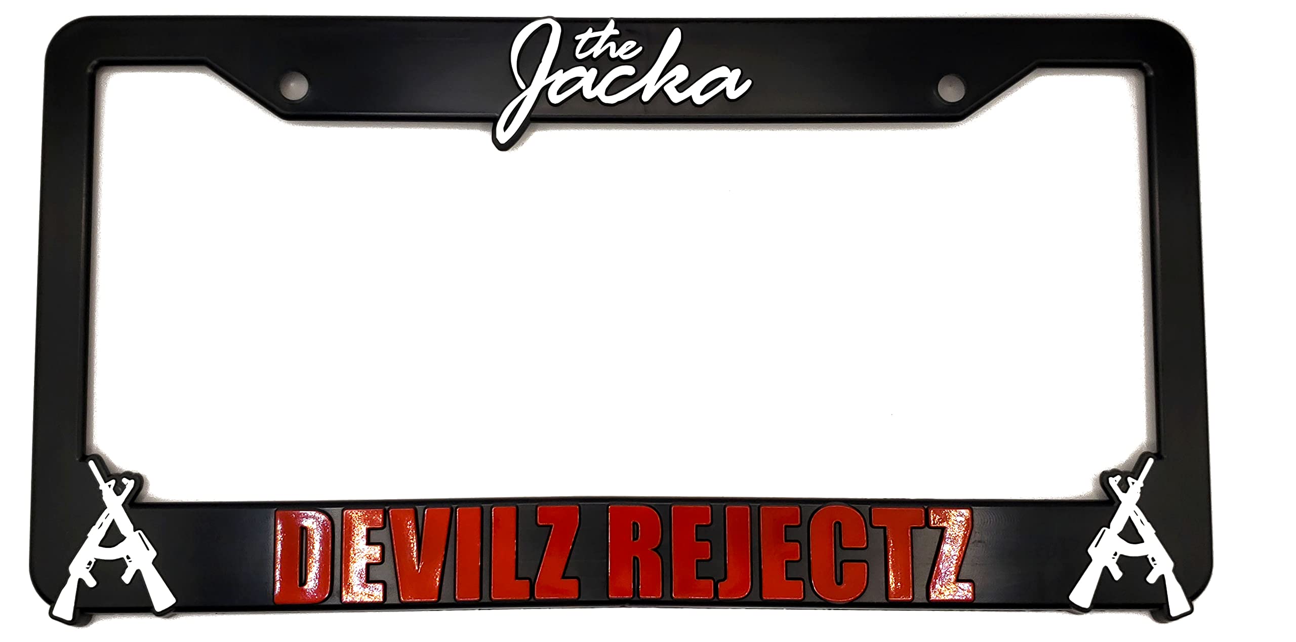 LP Frameworks Devilz Rejectz for The Jacka Bay Area Legend 3D Raised License Plate Frame | 1 Pack License Plate Cover | Universal US Black License Plate Holder (Car, Truck and SUV)