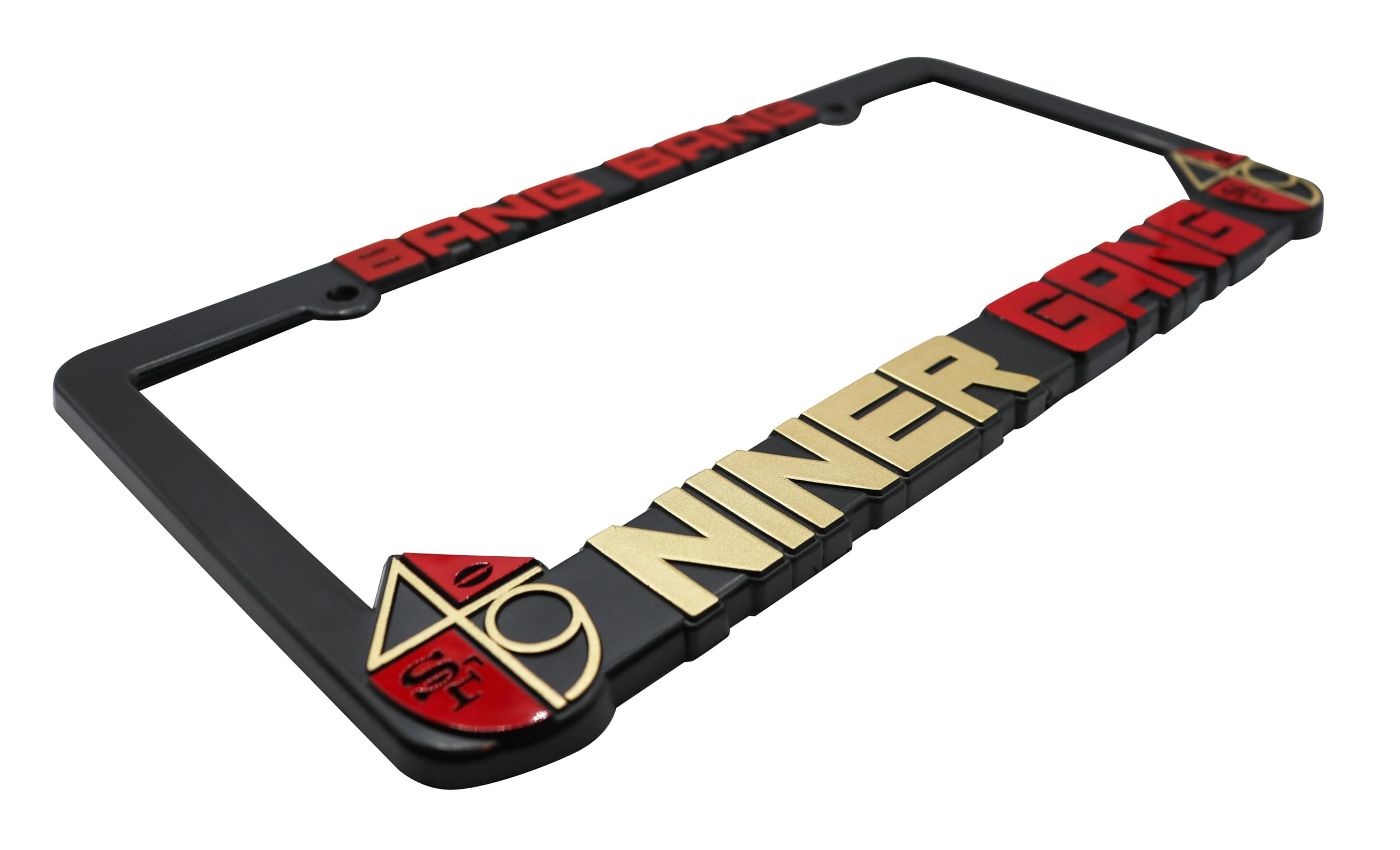 Bang Bang Niner Gang for San Francisco 3D Raised License Plate Frame | 1 Pack Car License Plate Cover | Universal US Car License Plate Holder | Auto Accessories (Car, Truck and SUV)