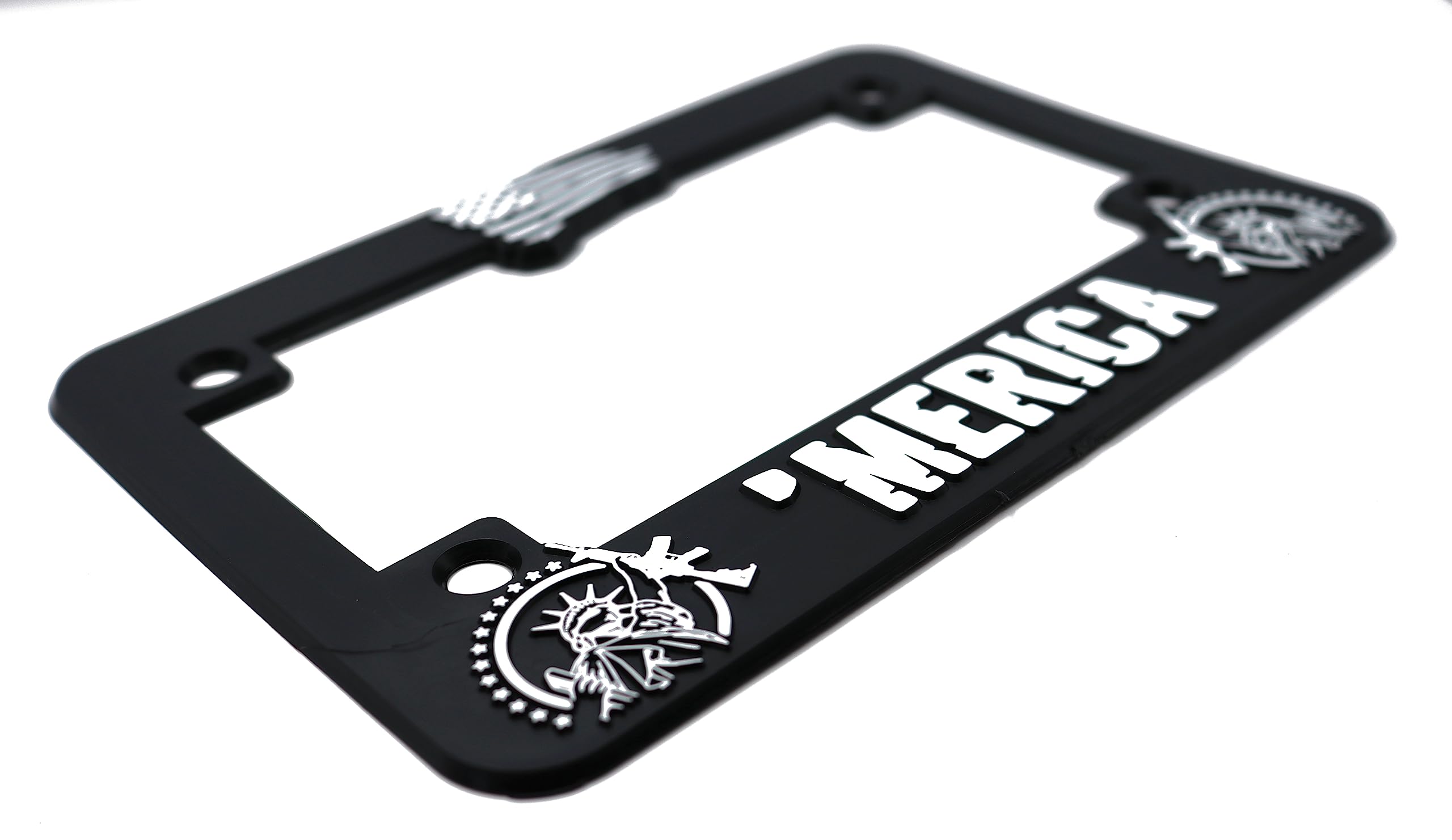 LP Frameworks Merica' for America 3D Raised License Plate Frame | 1 Pack Car USA License Plate Cover | Universal US Black License Plate Holder | Auto Accessories (Car, Truck and SUV)
