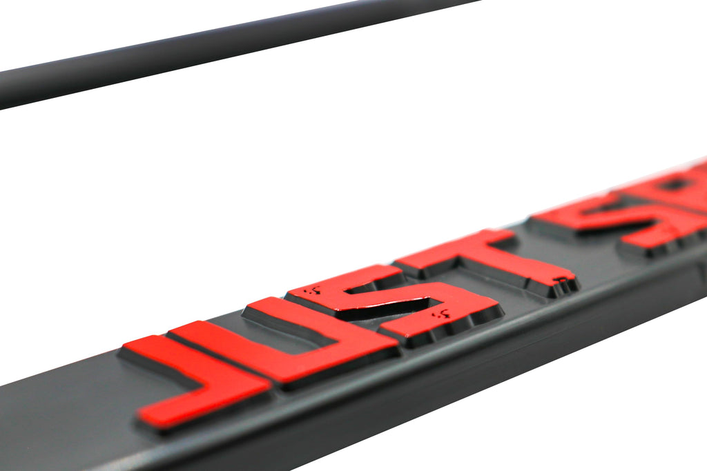 LP Frameworks Just Saiyan V2 3D Raised License Plate Frame | 1 Pack Car License Plate Cover | Universal US Car Black License Plate Holder | Auto Accessories (Car, Truck and SUV)