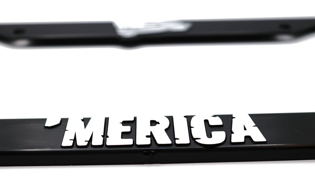 LP Frameworks Merica' for America 3D Raised License Plate Frame | 1 Pack Car USA License Plate Cover | Universal US Black License Plate Holder | Auto Accessories (Car, Truck and SUV)