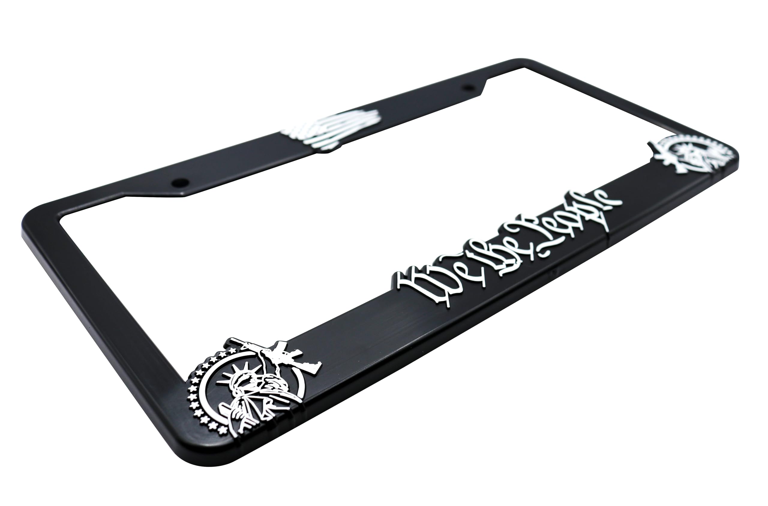 LP Frameworks We The People for America 3D Raised License Plate Frame | 1 Pack Car License Plate Cover | Universal US Car Black License Plate Holder | Auto Accessories