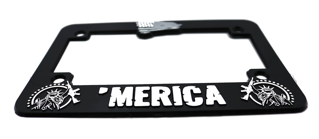LP Frameworks Merica' for America 3D Raised License Plate Frame | 1 Pack Car USA License Plate Cover | Universal US Black License Plate Holder | Auto Accessories (Car, Truck and SUV)