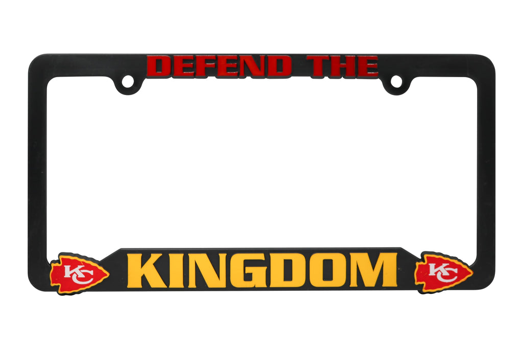 LP Frameworks Defend The Kingdom for Kansas City 3D Raised License Plate Frame | 1 Pack Car License Plate Cover | Universal US Car Black License Plate Holder | Auto Accessories (Car, Truck and SUV)