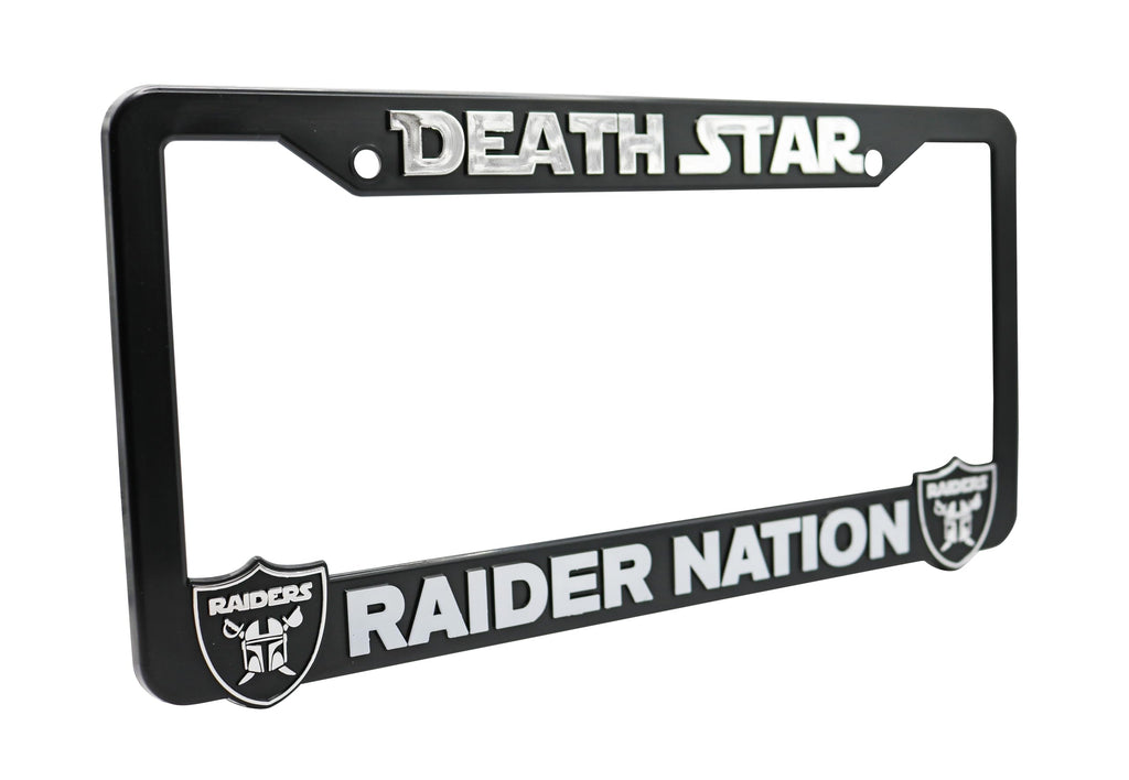 LP Frameworks Deathstar for Raider Nation V2 3D Raised License Plate Frame | 1 Pack Car License Plate Cover | Universal US Black License Plate Holder | Auto Accessories (Car, Truck and SUV)