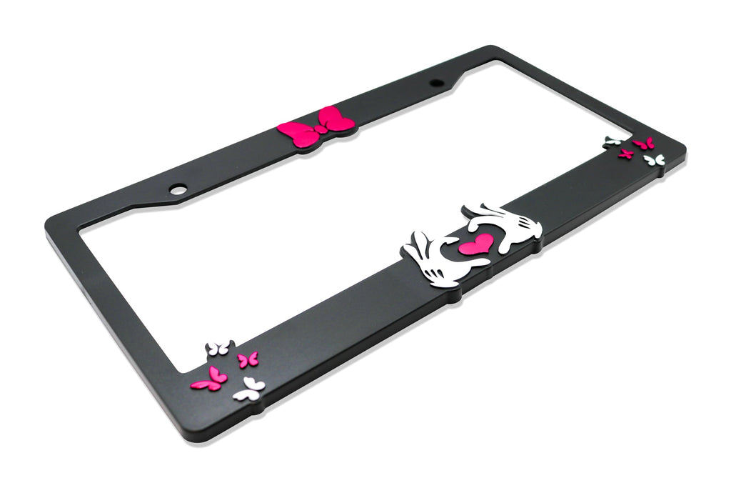 LP Frameworks Minnie Bow V2 3D Raised License Plate Frame | 1 Pack Car License Plate Cover | Universal US Black License Plate Holder | Auto Accessories (Car, Truck and SUV)