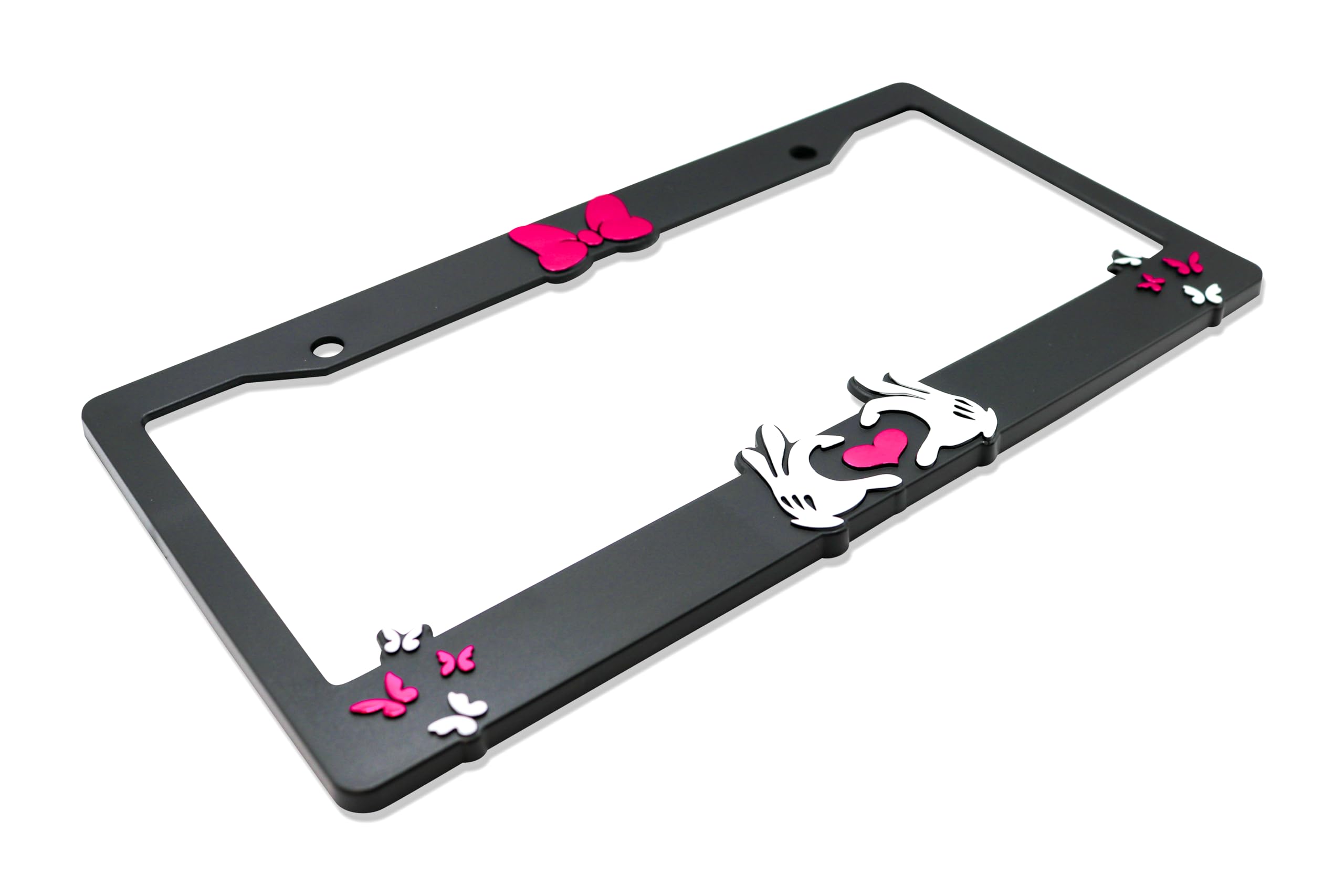 LP Frameworks Minnie Bow V2 3D Raised License Plate Frame | 1 Pack Car License Plate Cover | Universal US Black License Plate Holder | Auto Accessories (Car, Truck and SUV)