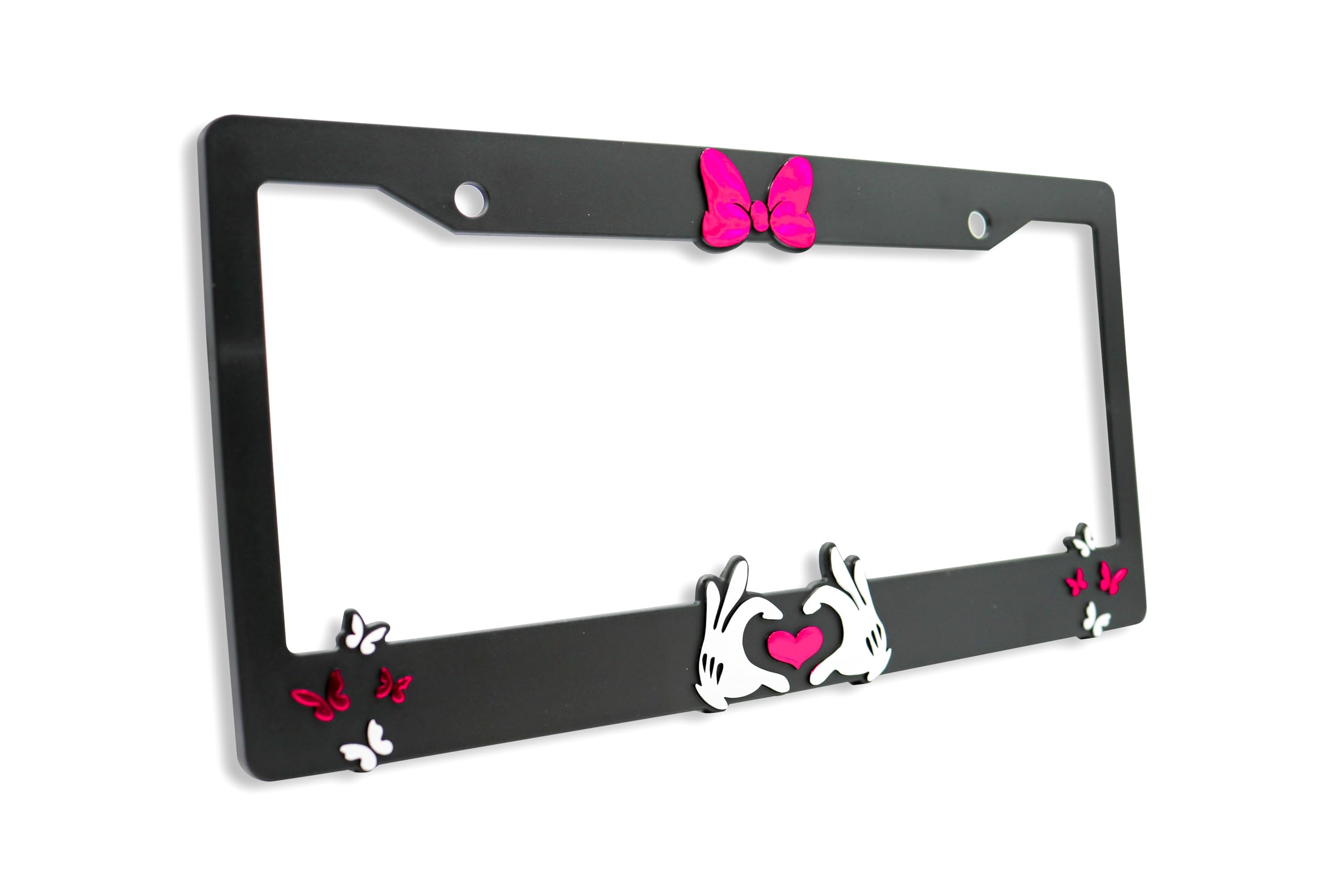 LP Frameworks Minnie Bow V2 3D Raised License Plate Frame | 1 Pack Car License Plate Cover | Universal US Black License Plate Holder | Auto Accessories (Car, Truck and SUV)