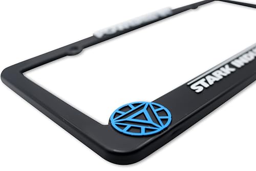 LP Frameworks Powered by Stark Industry V2 3D Raised License Plate Frame | 1 Pack Car License Plate Cover | Universal US Car Black License Plate Holder | Auto Accessories (Car, Truck and SUV)