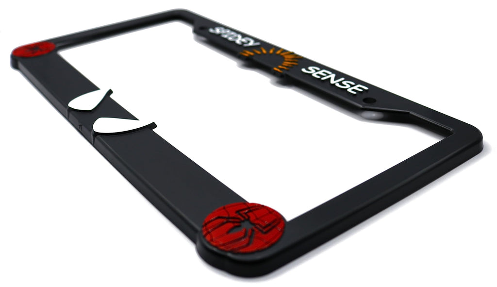 LP Frameworks Spidey Sense 3D Raised License Plate Frame | 1 Pack Character License Plate Cover | Universal US Car Black License Plate Holder | Auto Accessories (Car, Truck and SUV)