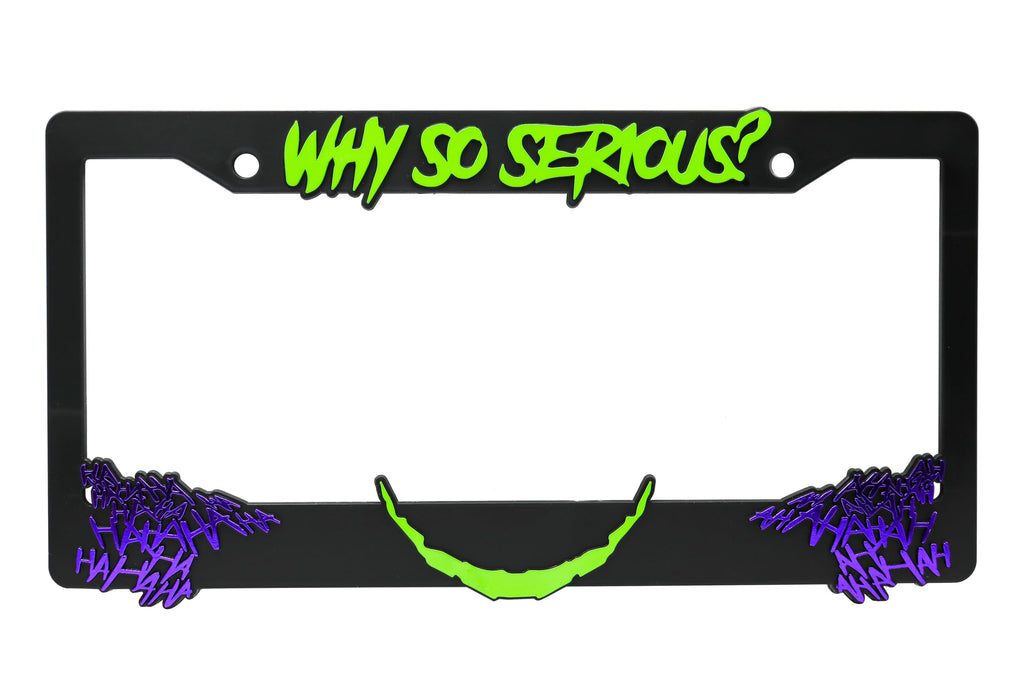 LP Frameworks Why So Serious for Joker 3D Raised License Plate Frame | 1 Pack Car License Plate Cover | Universal US Black License Plate Holder | Auto Accessories (Car, Truck and SUV)