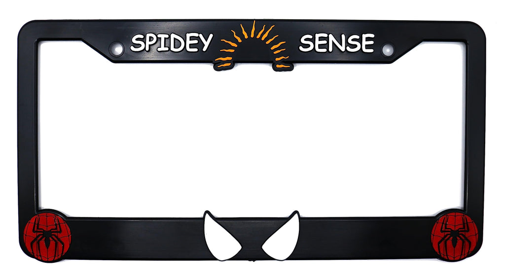 LP Frameworks Spidey Sense 3D Raised License Plate Frame | 1 Pack Character License Plate Cover | Universal US Car Black License Plate Holder | Auto Accessories (Car, Truck and SUV)