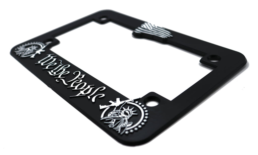 LP Frameworks We The People for America 3D Raised License Plate Frame | 1 Pack Car License Plate Cover | Universal US Car Black License Plate Holder | Auto Accessories