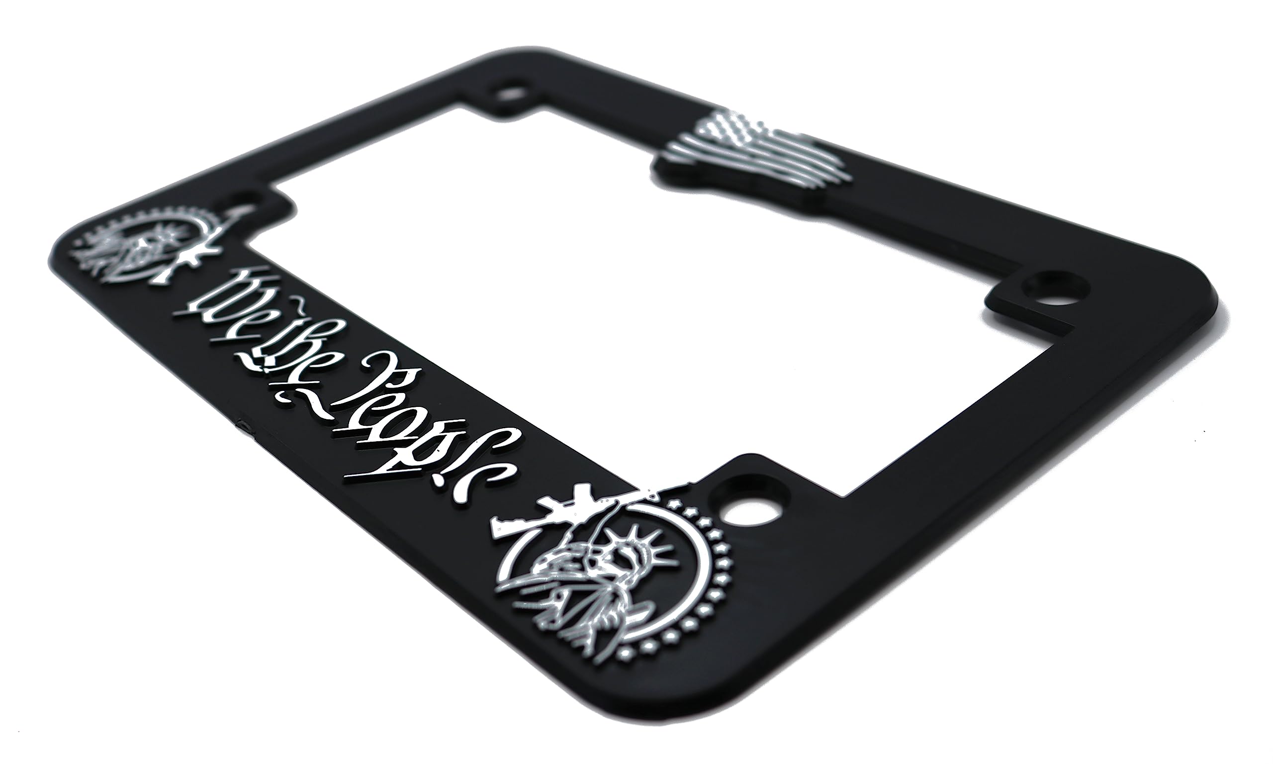 LP Frameworks We The People for America 3D Raised License Plate Frame | 1 Pack Car License Plate Cover | Universal US Car Black License Plate Holder | Auto Accessories