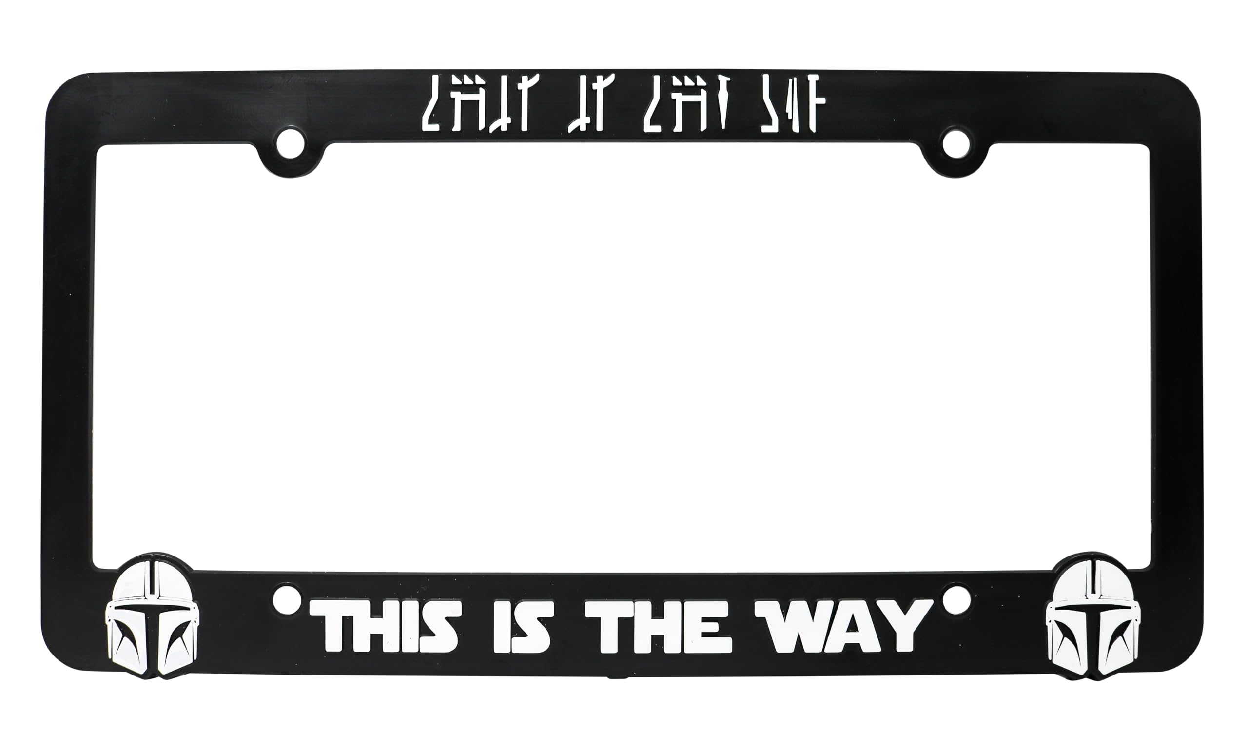 LP Frameworks This The Way for Mandalorian Fans 3D Raised License Plate Frame | 1 Pack Car License Plate Cover | Universal US Black License Plate Holder | Auto Accessories (Car, Truck and SUV)