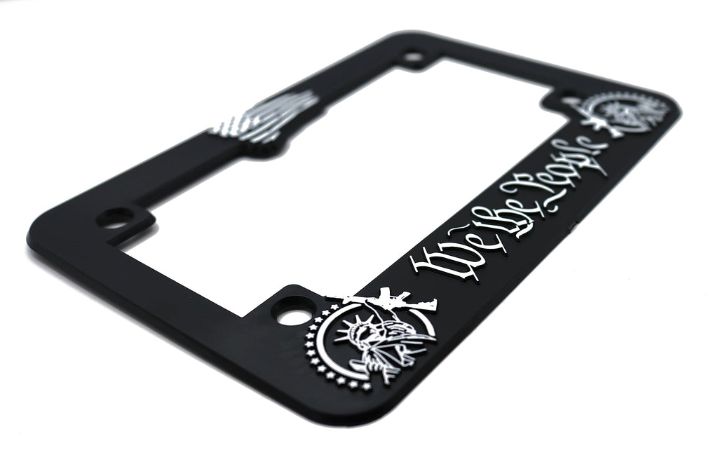 LP Frameworks We The People for America 3D Raised License Plate Frame | 1 Pack Car License Plate Cover | Universal US Car Black License Plate Holder | Auto Accessories