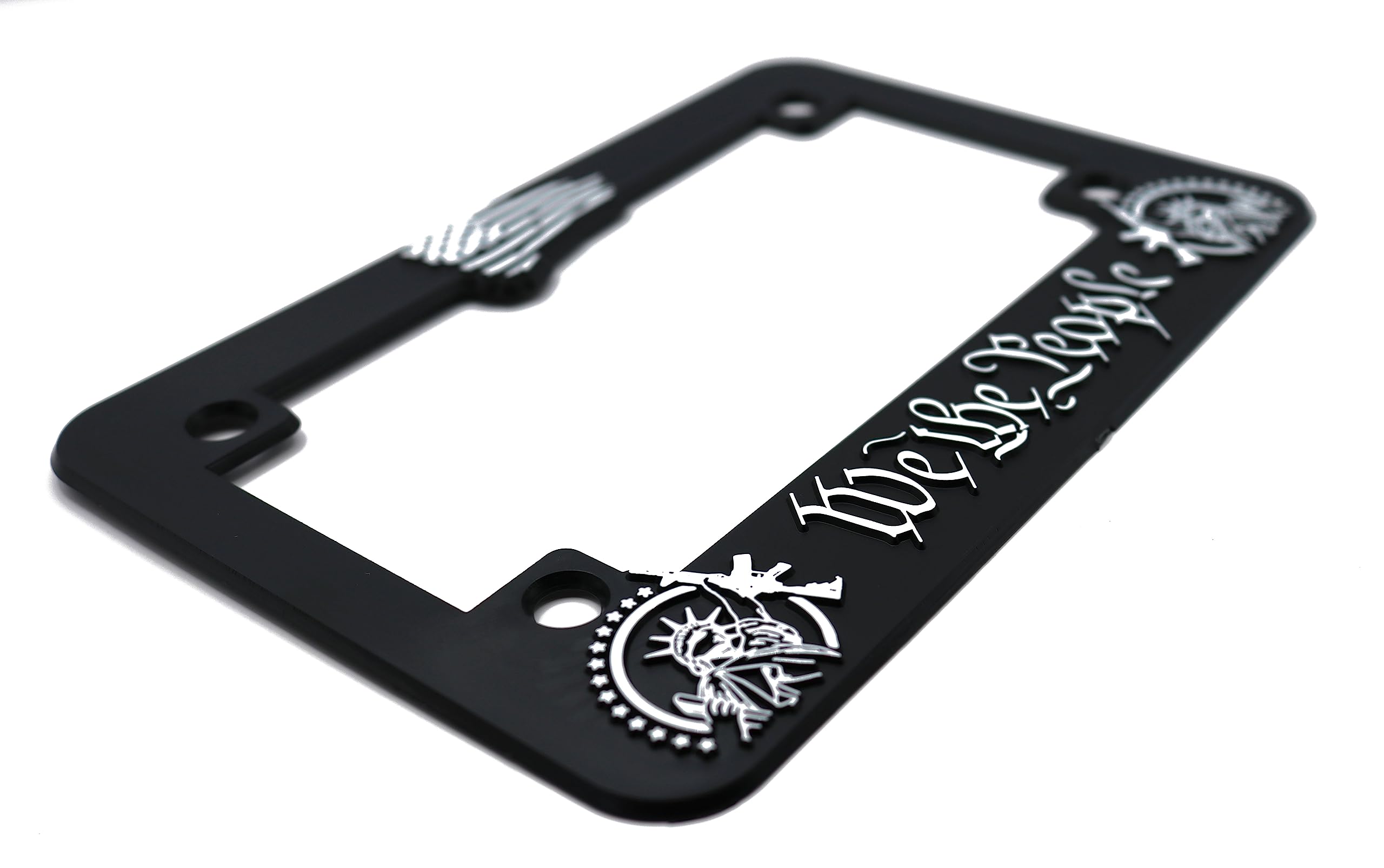 LP Frameworks We The People for America 3D Raised License Plate Frame | 1 Pack Car License Plate Cover | Universal US Car Black License Plate Holder | Auto Accessories