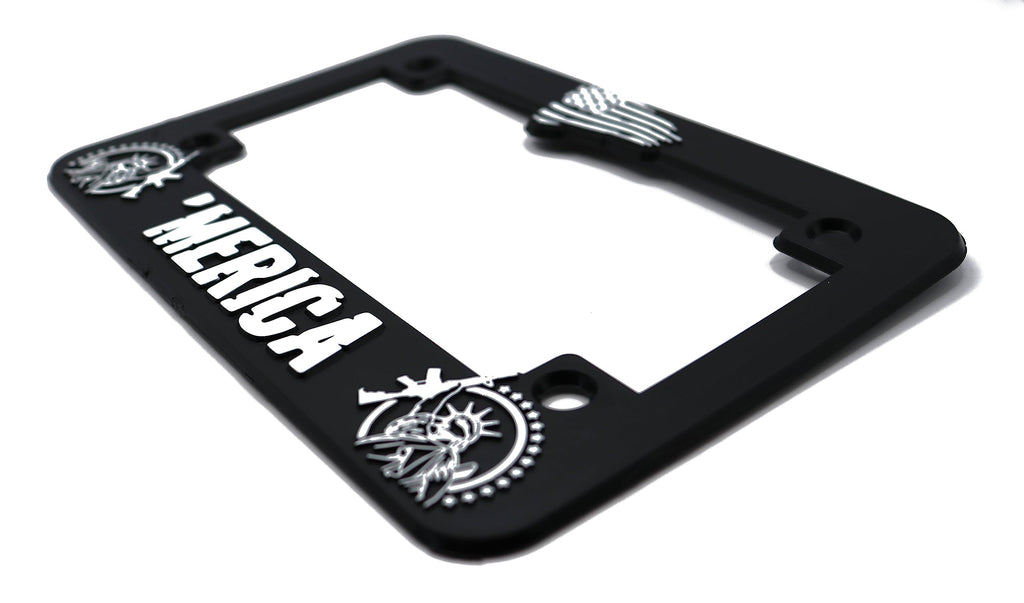 LP Frameworks Merica' for America 3D Raised License Plate Frame | 1 Pack Car USA License Plate Cover | Universal US Black License Plate Holder | Auto Accessories (Car, Truck and SUV)