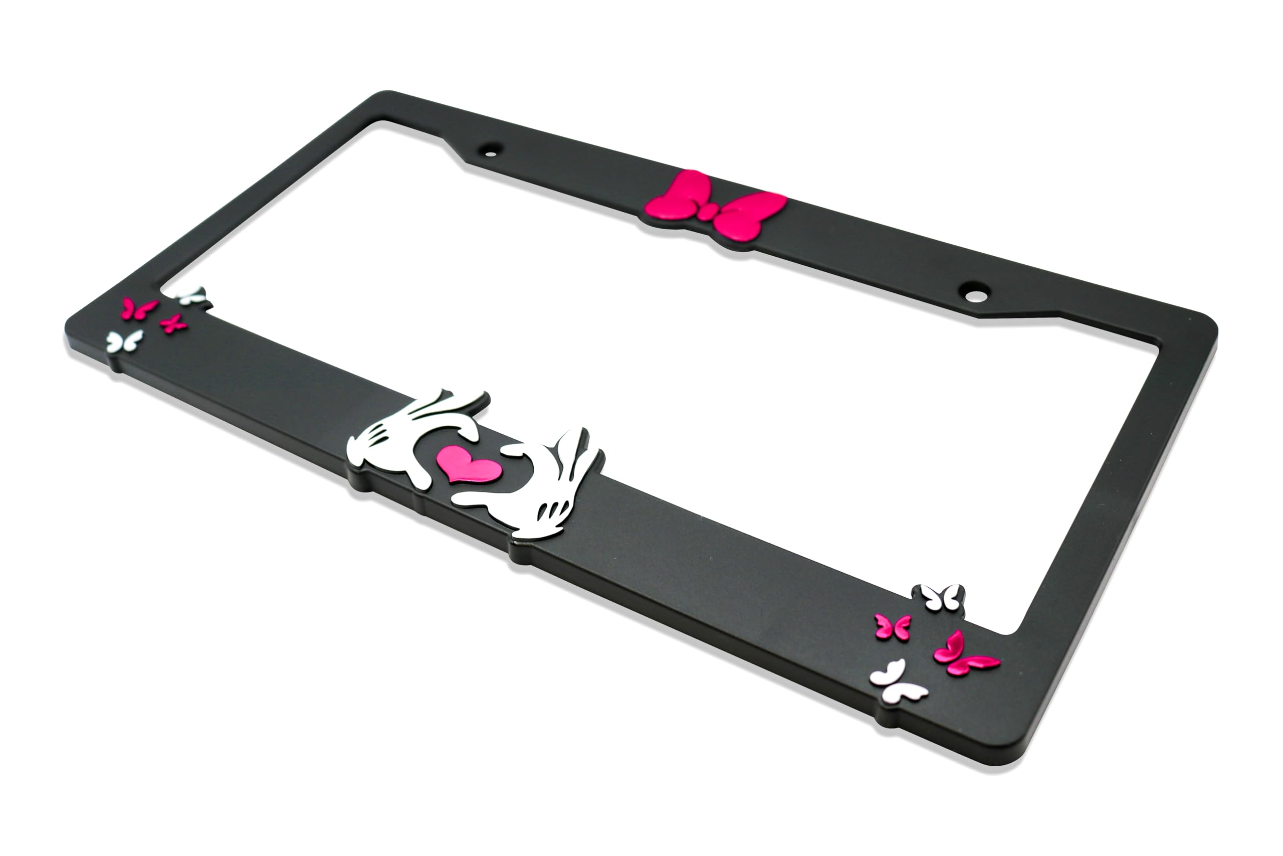 LP Frameworks Minnie Bow V2 3D Raised License Plate Frame | 1 Pack Car License Plate Cover | Universal US Black License Plate Holder | Auto Accessories (Car, Truck and SUV)