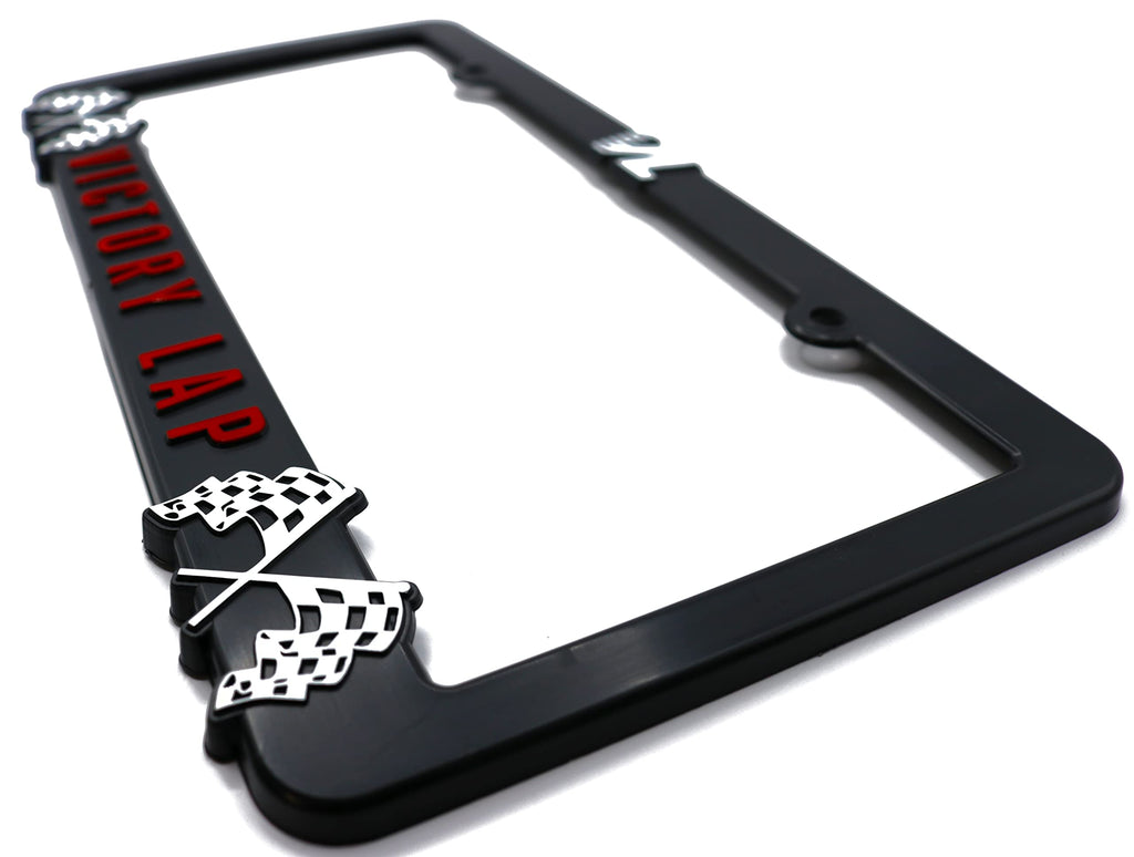 LP Frameworks Victory Lap Universal 3D Raised License Plate Frame | 1 Pack Car License Plate Cover | Universal US Car Black License Plate Holder | Auto Accessories (Car, Truck and SUV)