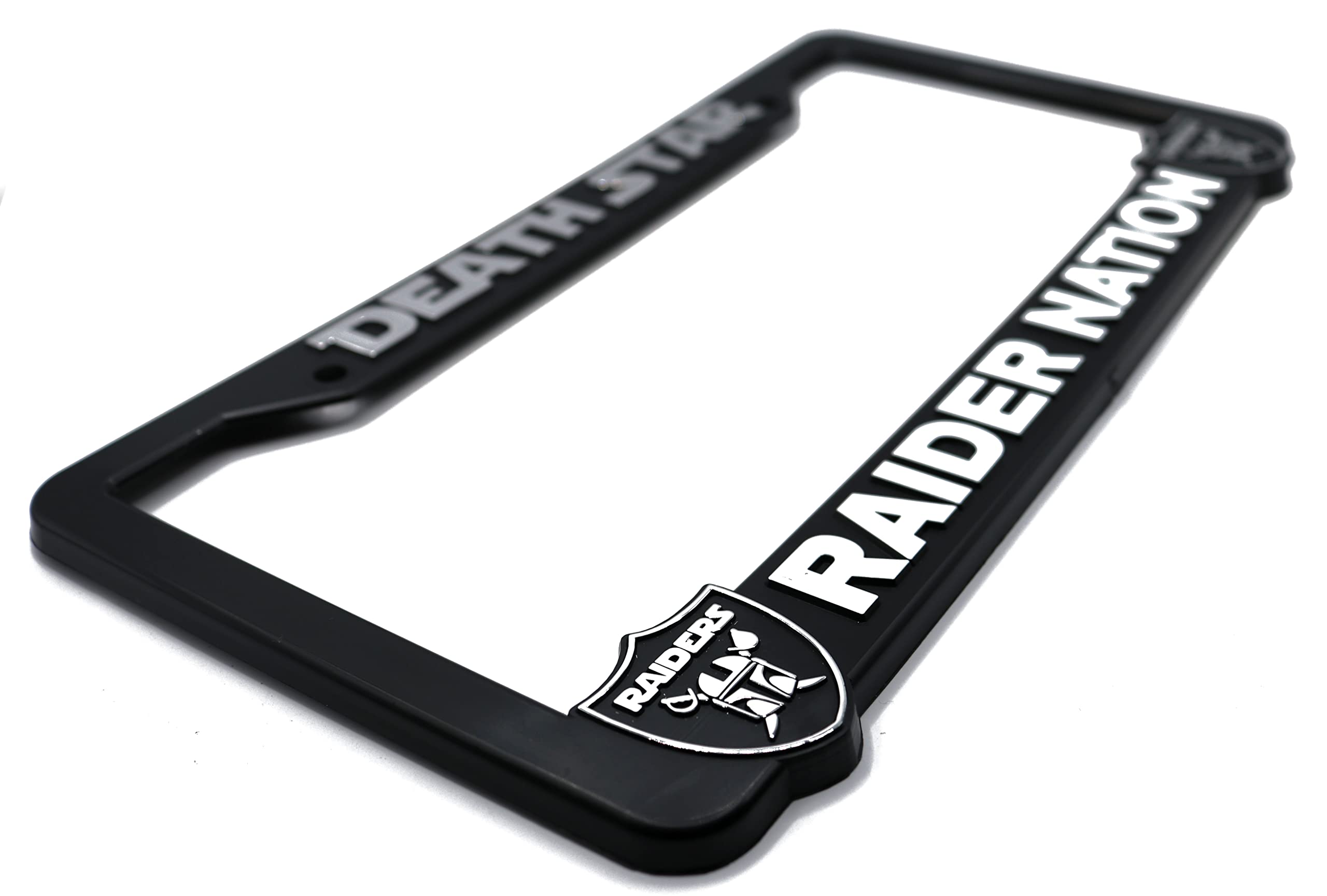LP Frameworks Deathstar for Raider Nation V2 3D Raised License Plate Frame | 1 Pack Car License Plate Cover | Universal US Black License Plate Holder | Auto Accessories (Car, Truck and SUV)