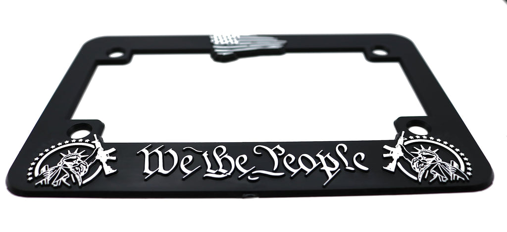 LP Frameworks We The People for America 3D Raised License Plate Frame | 1 Pack Car License Plate Cover | Universal US Car Black License Plate Holder | Auto Accessories