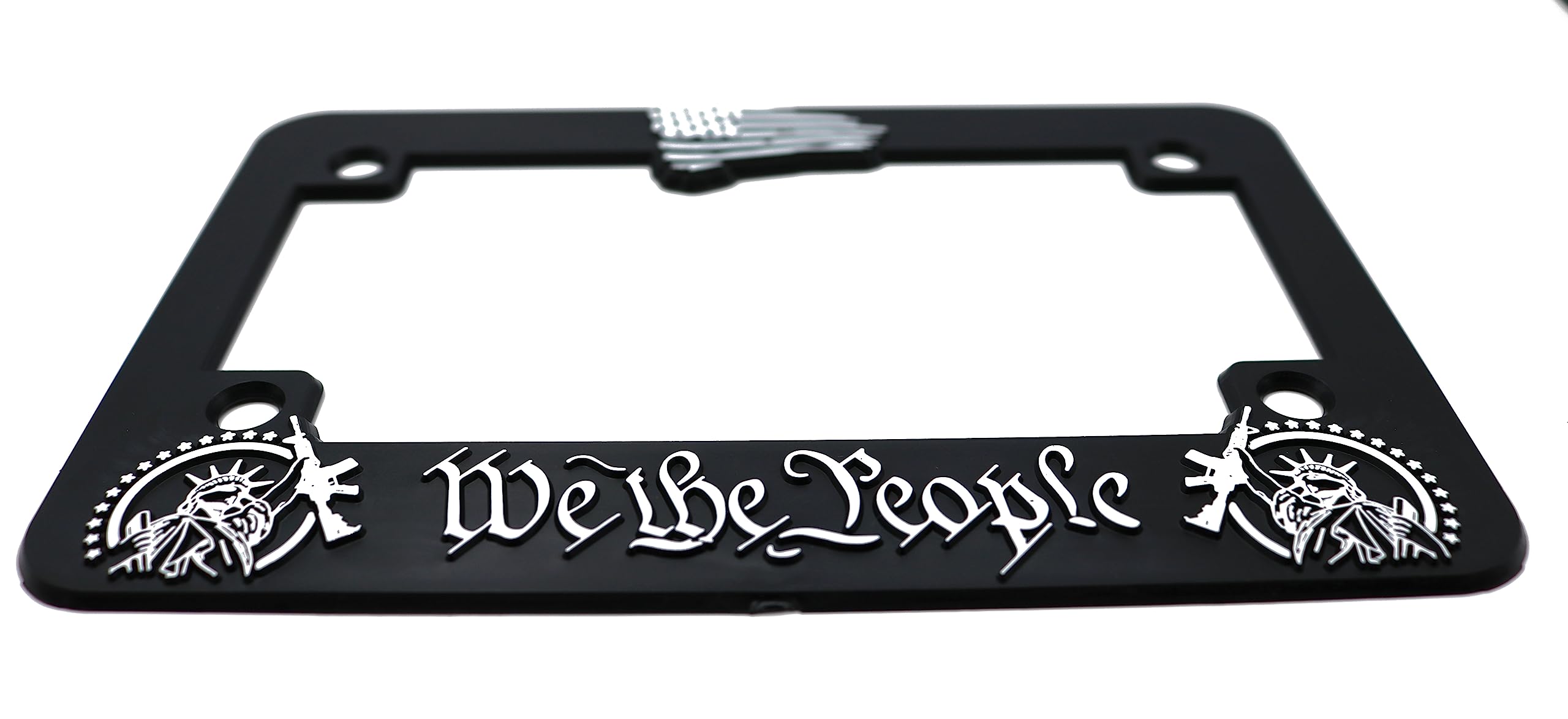 LP Frameworks We The People for America 3D Raised License Plate Frame | 1 Pack Car License Plate Cover | Universal US Car Black License Plate Holder | Auto Accessories