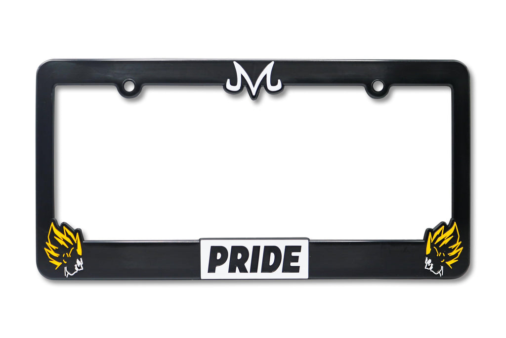 LP Frameworks Saiyan Pride V2 3D Raised License Plate Frame | 1 Pack Character License Plate Cover | Universal US Car Black License Plate Holder | Auto Accessories (Car, Truck and SUV)