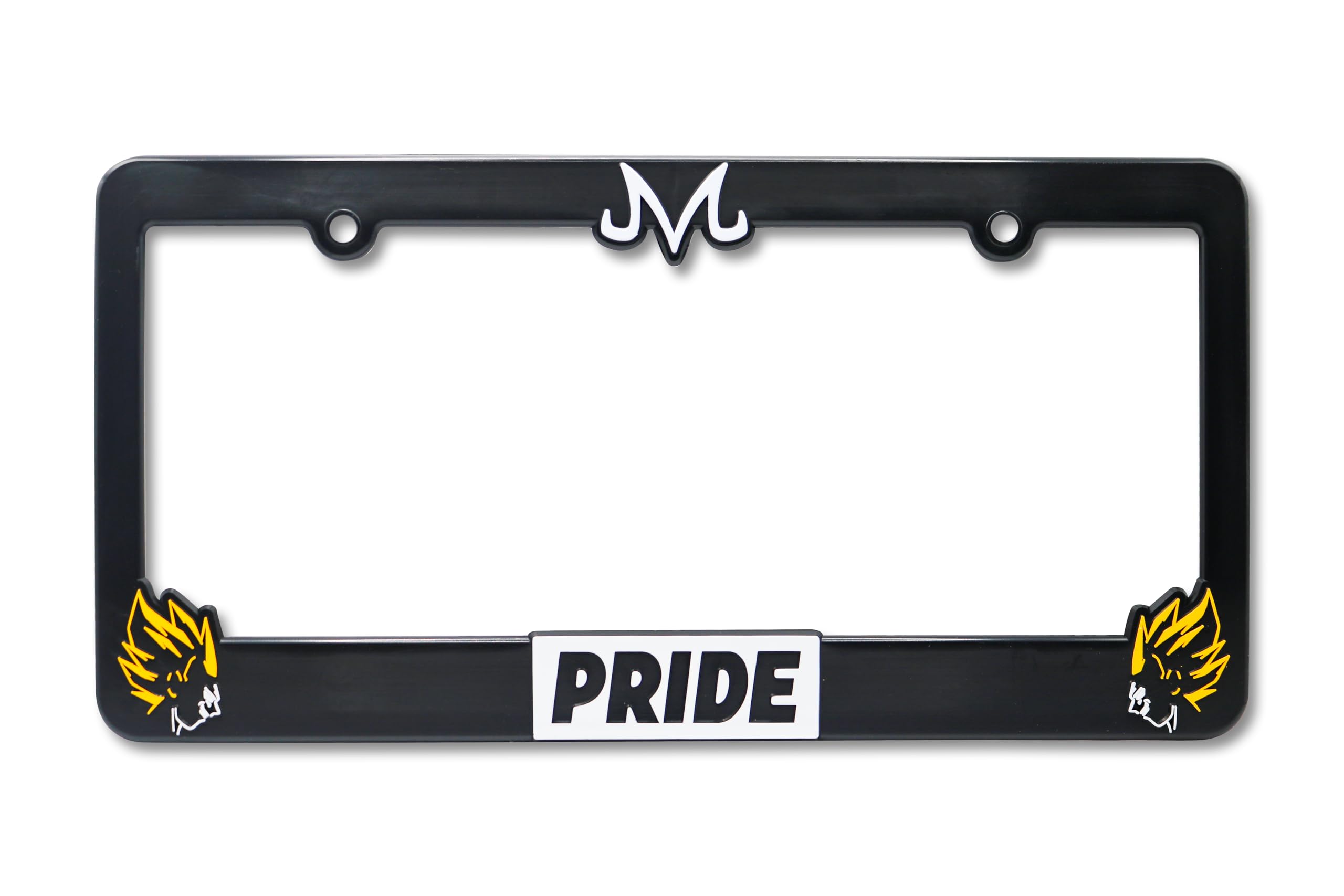 LP Frameworks Saiyan Pride V2 3D Raised License Plate Frame | 1 Pack Character License Plate Cover | Universal US Car Black License Plate Holder | Auto Accessories (Car, Truck and SUV)