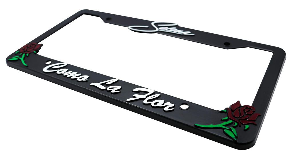 LP Frameworks 3D Raised License Plate Frame for Como La Flor | 1 Pack Car License Plate Cover | Universal US Car Black License Plate Holder | Auto Accessories (Car, Truck and SUV)