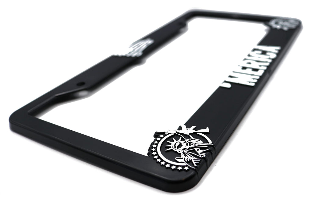 LP Frameworks Merica' for America 3D Raised License Plate Frame | 1 Pack Car USA License Plate Cover | Universal US Black License Plate Holder | Auto Accessories (Car, Truck and SUV)