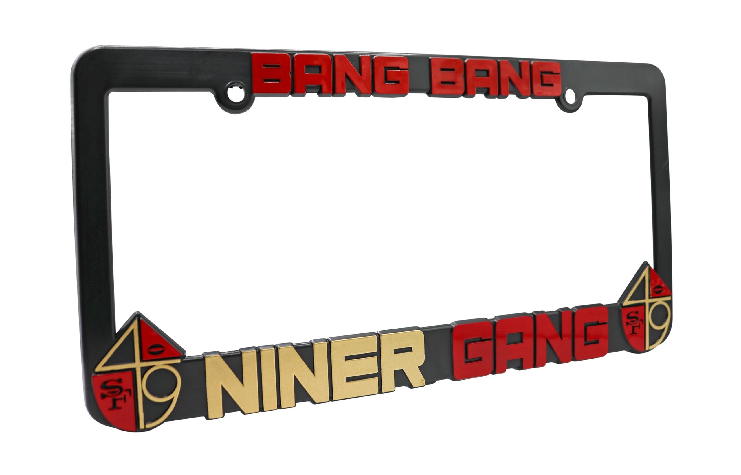 Bang Bang Niner Gang for San Francisco 3D Raised License Plate Frame | 1 Pack Car License Plate Cover | Universal US Car License Plate Holder | Auto Accessories (Car, Truck and SUV)