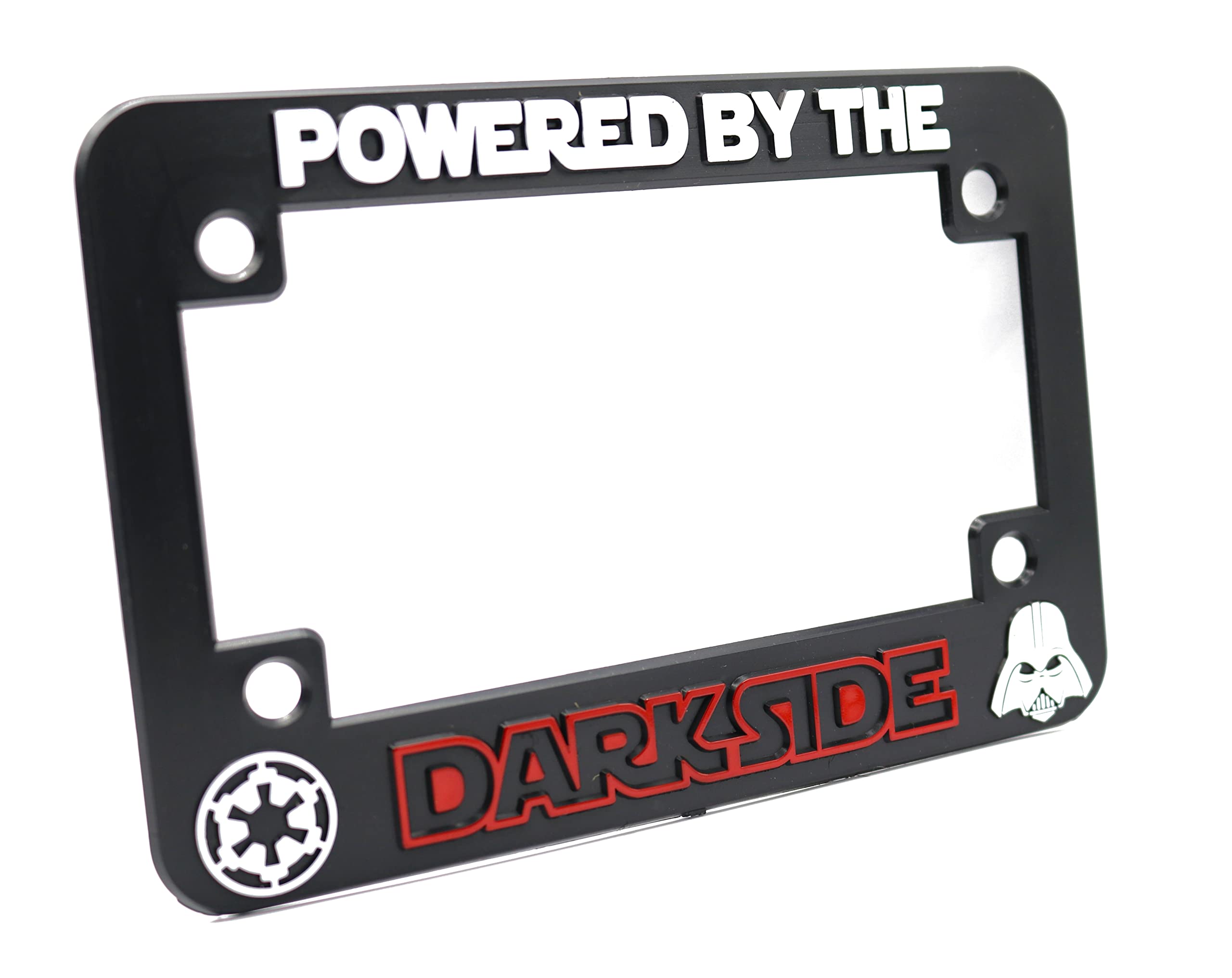 LP Frameworks Powered by The Darkside 3D Raised License Plate Frame | 1 Pack License Plate Cover | Universal US Car Black License Plate Holder | Auto Accessories (Car, Truck and SUV)