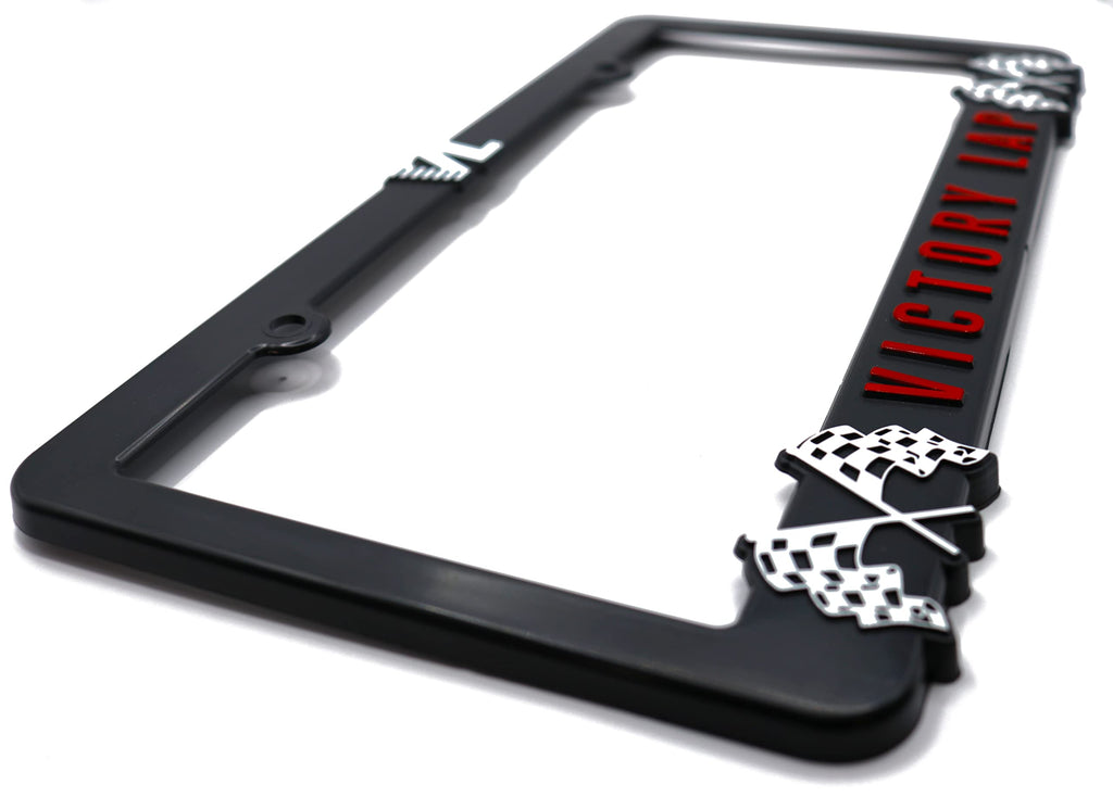 LP Frameworks Victory Lap Universal 3D Raised License Plate Frame | 1 Pack Car License Plate Cover | Universal US Car Black License Plate Holder | Auto Accessories (Car, Truck and SUV)