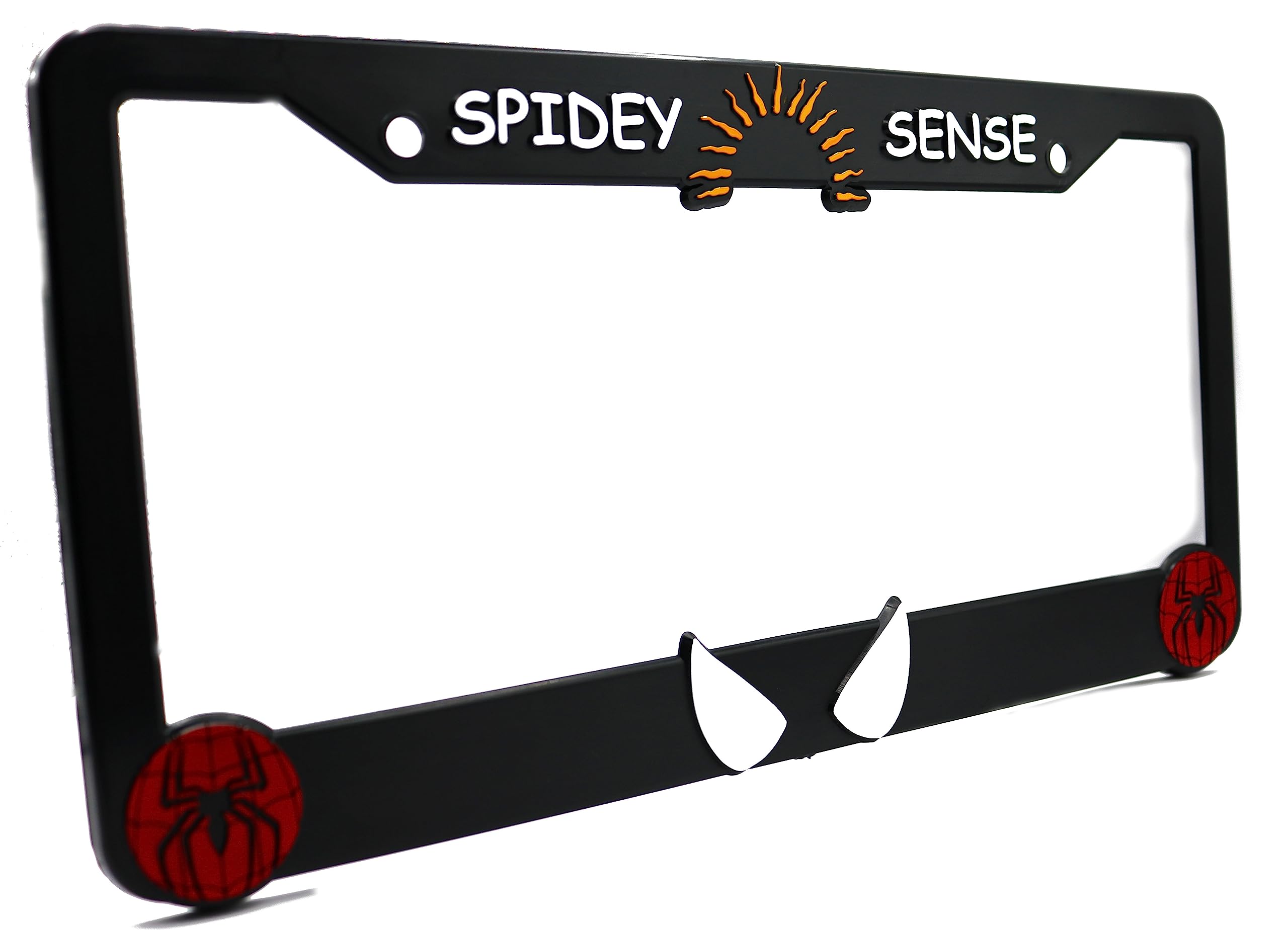 LP Frameworks Spidey Sense 3D Raised License Plate Frame | 1 Pack Character License Plate Cover | Universal US Car Black License Plate Holder | Auto Accessories (Car, Truck and SUV)