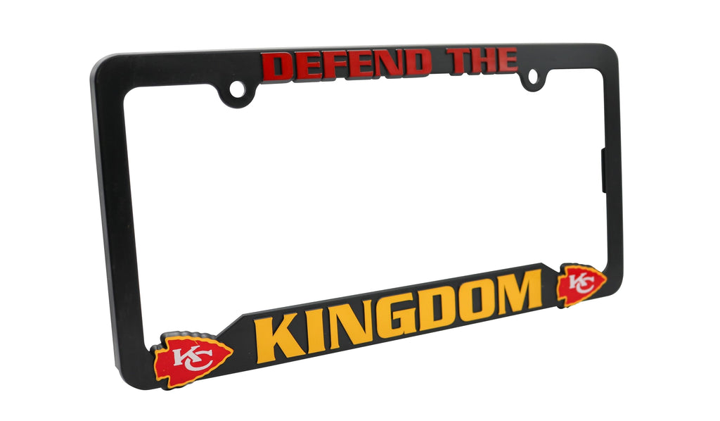 LP Frameworks Defend The Kingdom for Kansas City 3D Raised License Plate Frame | 1 Pack Car License Plate Cover | Universal US Car Black License Plate Holder | Auto Accessories (Car, Truck and SUV)