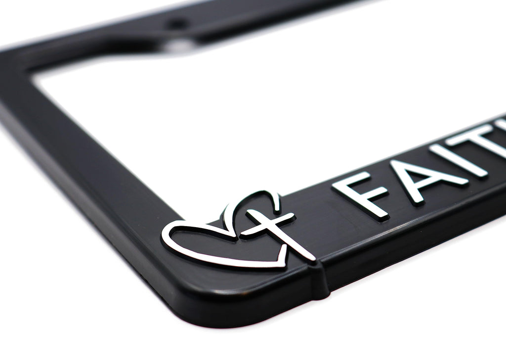 LP Frameworks Faith Hope Love for Jesus and God 3D Raised License Plate Frame | 1 Pack USA License Plate Cover | Universal US Black License Plate Holder | Auto Accessories (Car, Truck and SUV)